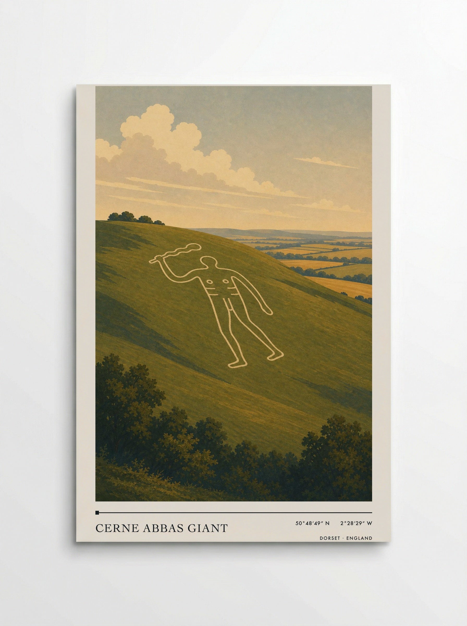 Cerne Abbas Giant Dorset England Travel Poster - Poster