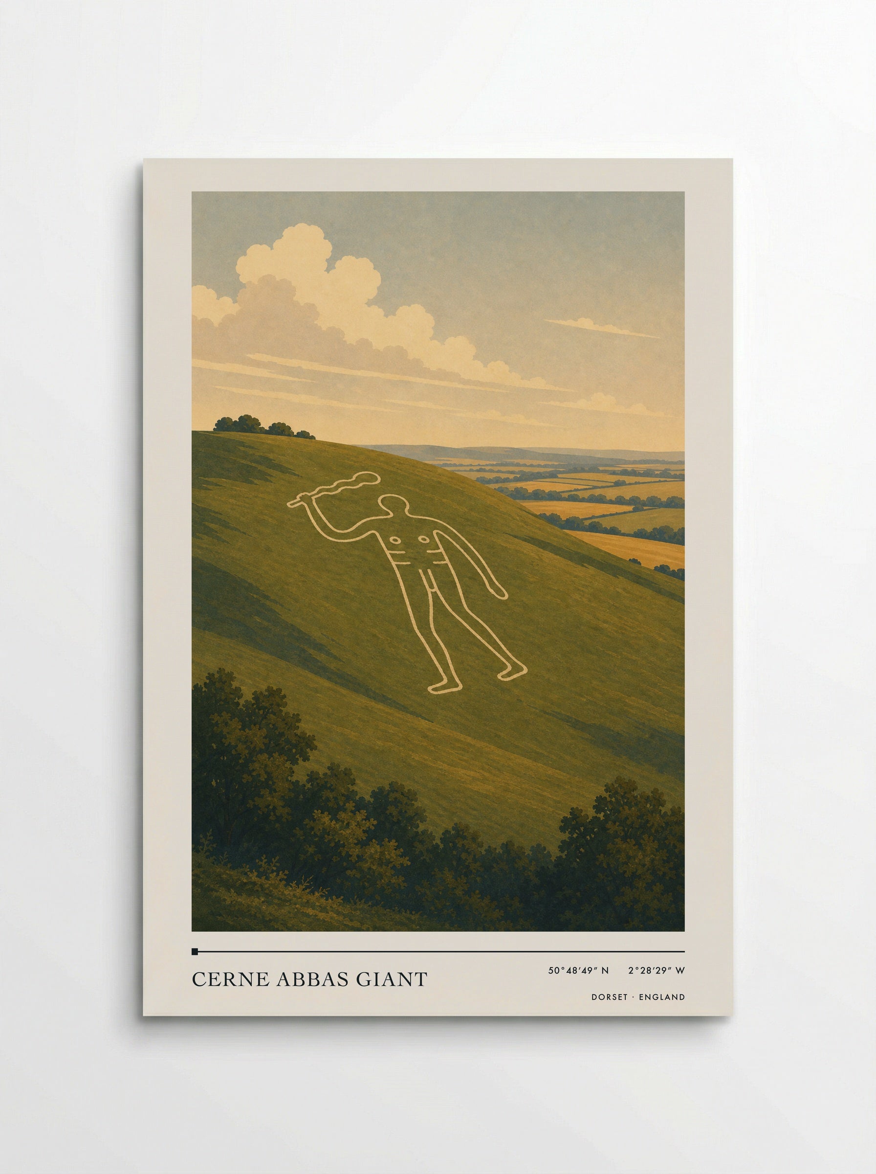 Cerne Abbas Giant Dorset England Travel Poster - Poster