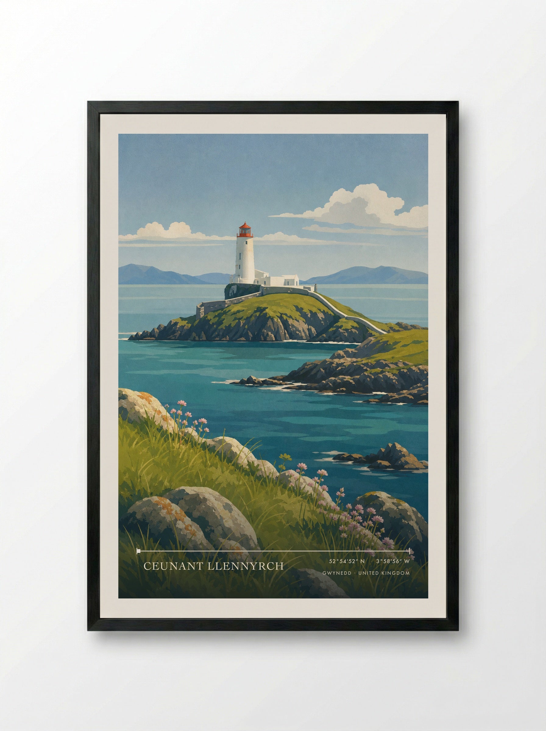 Ceunant Llennyrch Gwynedd United Kingdom Travel Poster - Framed Print Black