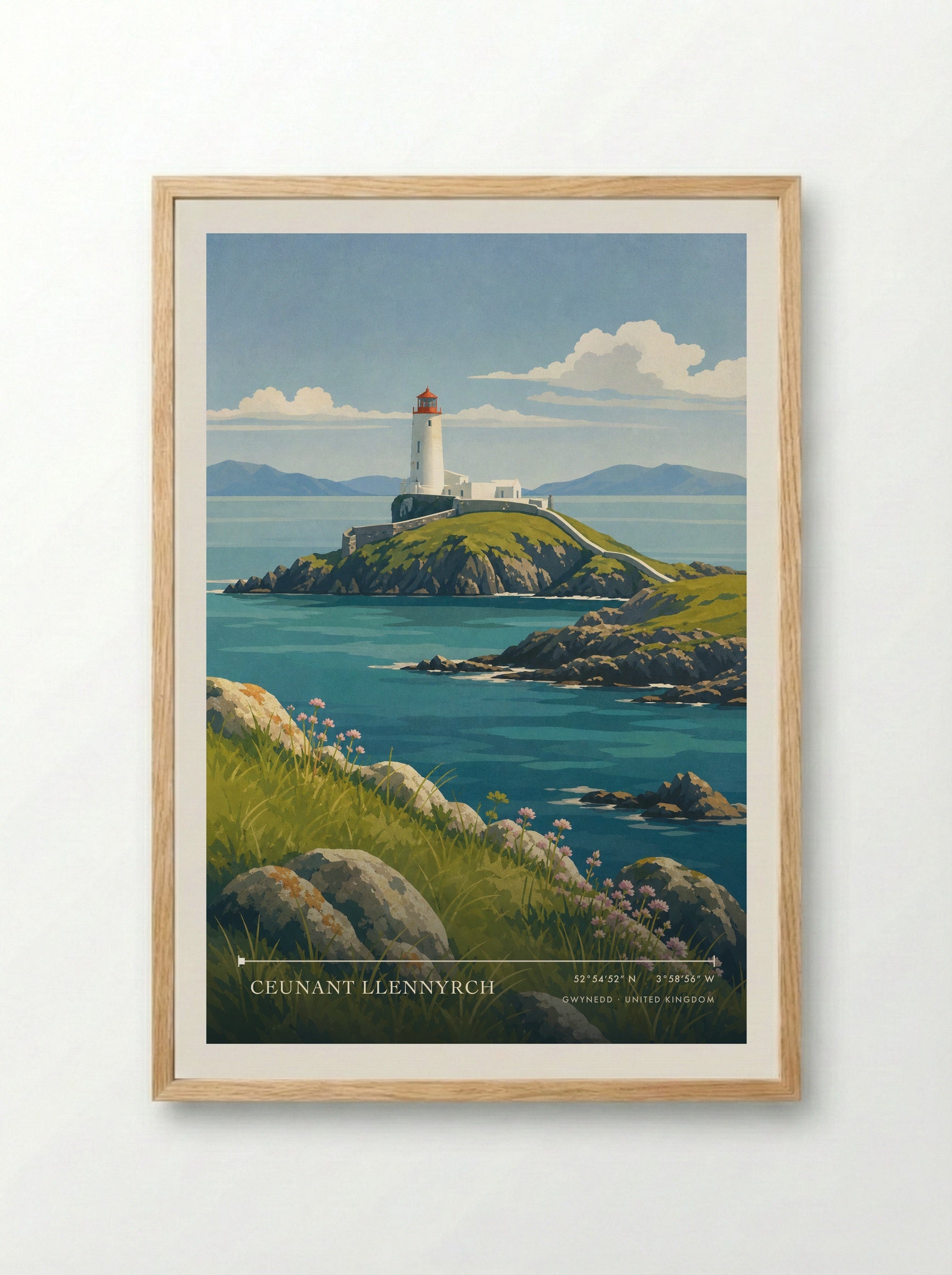 Ceunant Llennyrch Gwynedd United Kingdom Travel Poster - Framed Print Wood