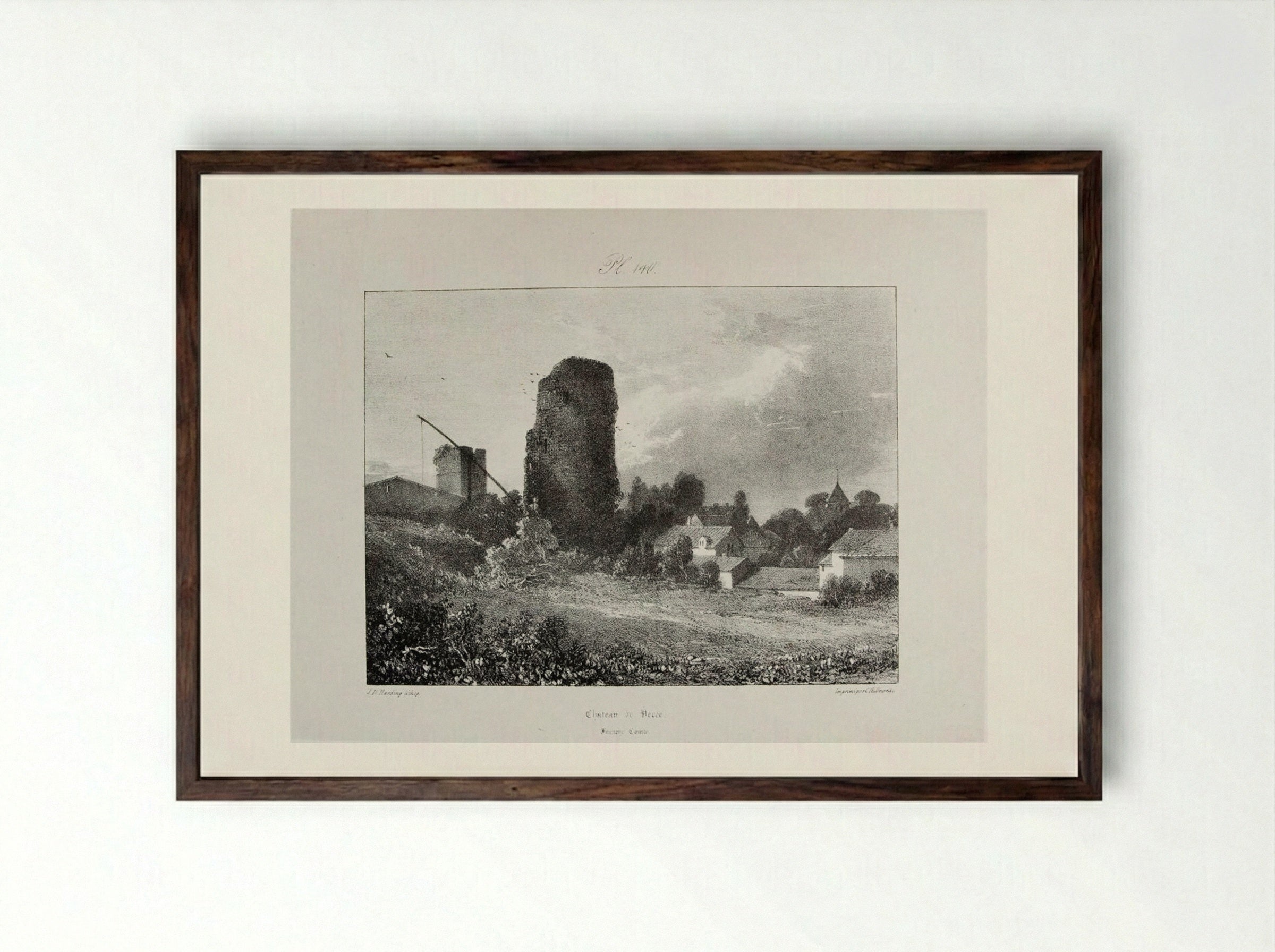 Château de Verce - James Duffield Harding - Framed Print Dark Wood