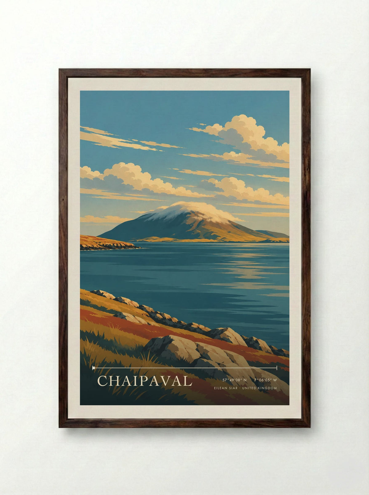 Chaipaval, Eilean Siar | Travel Poster - Framed Print Dark Wood