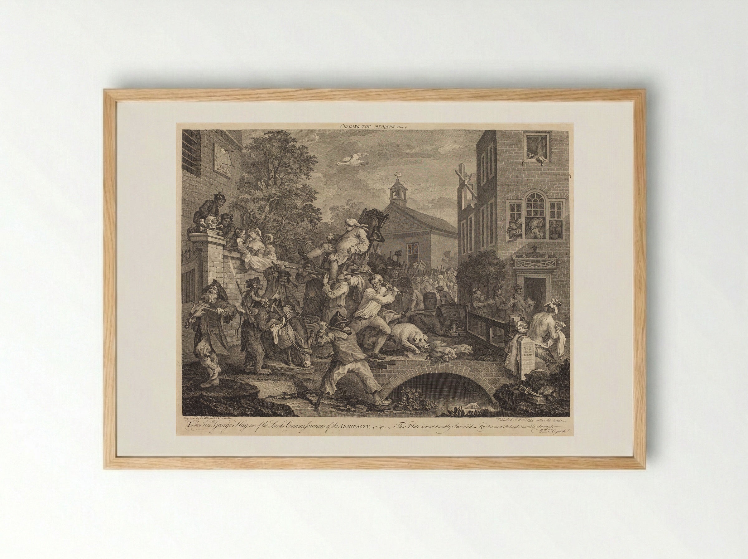 Chairing the Members - William Hogarth - Framed Print Wood