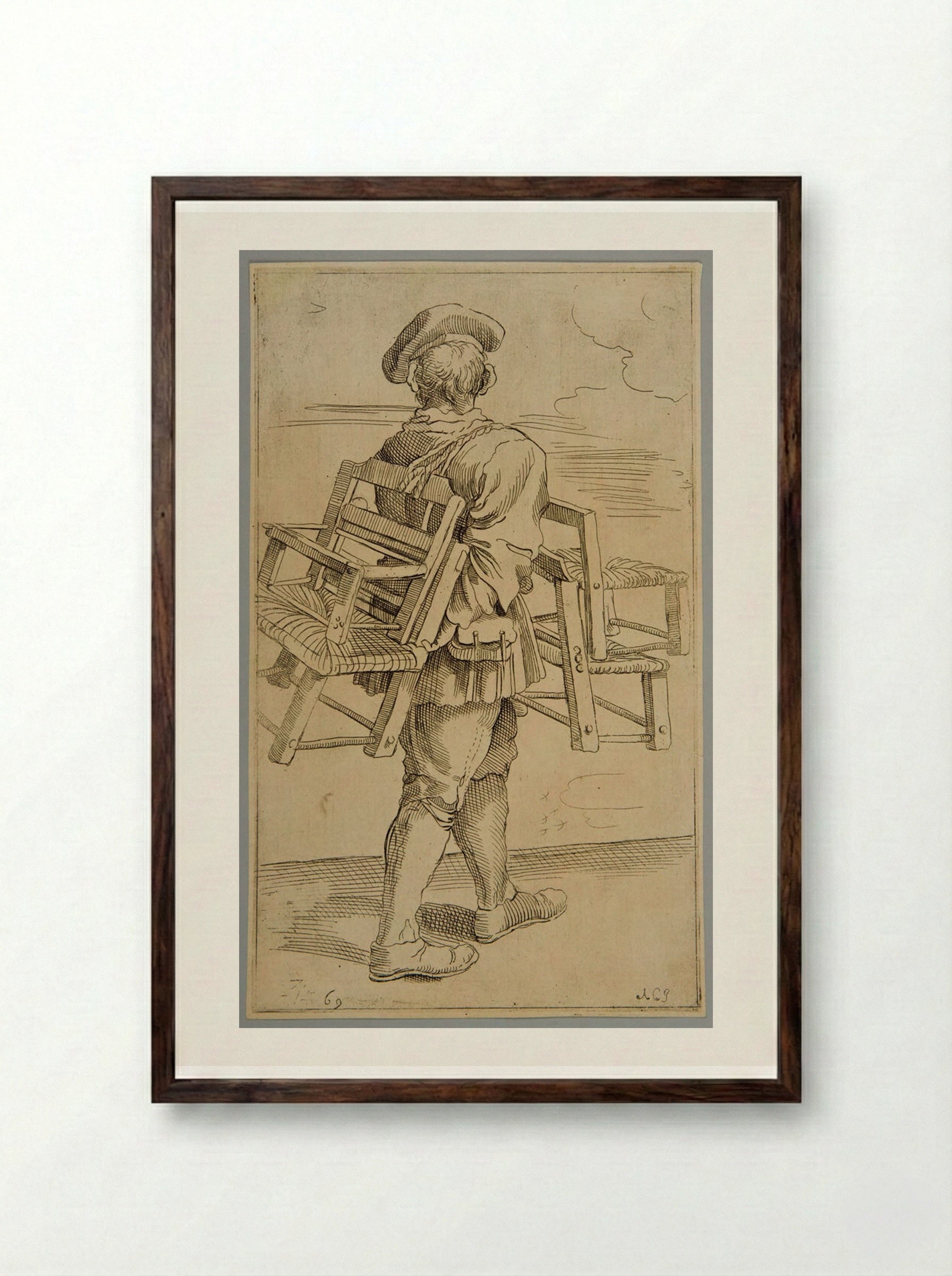 Chairmaker - Simon Guillain - Framed Print Dark Wood