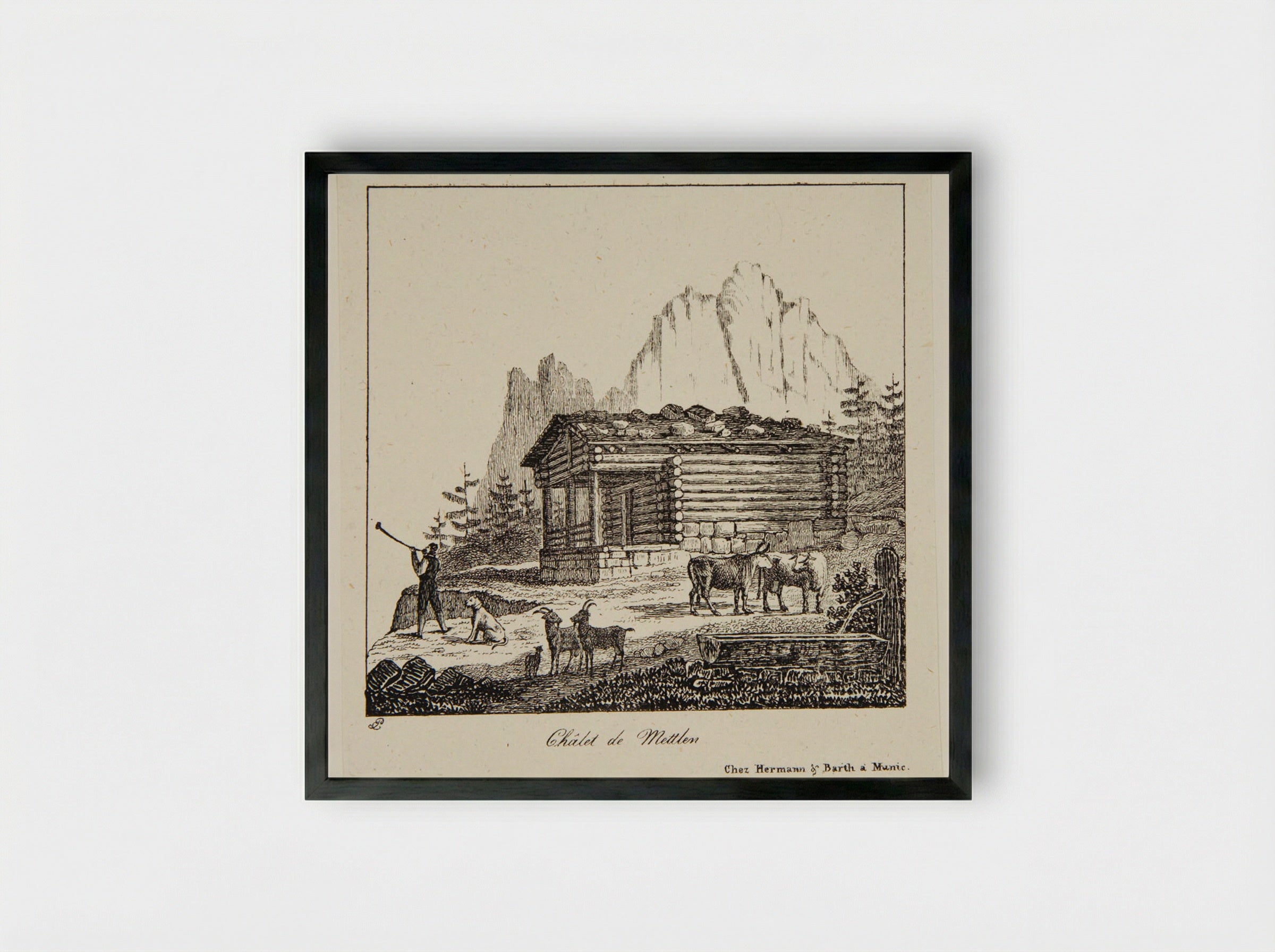 Chalet de Mettlen - P. Ellmer - Framed Print Black