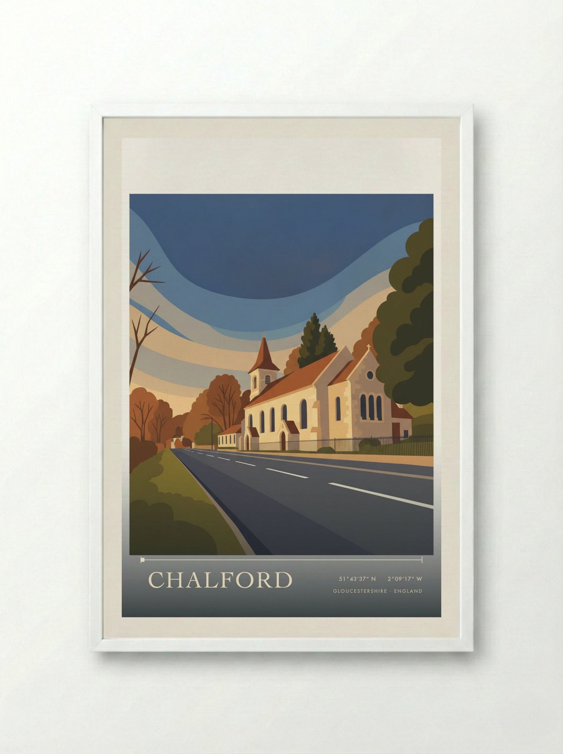 Chalford Gloucestershire England Travel Poster - Framed Print White