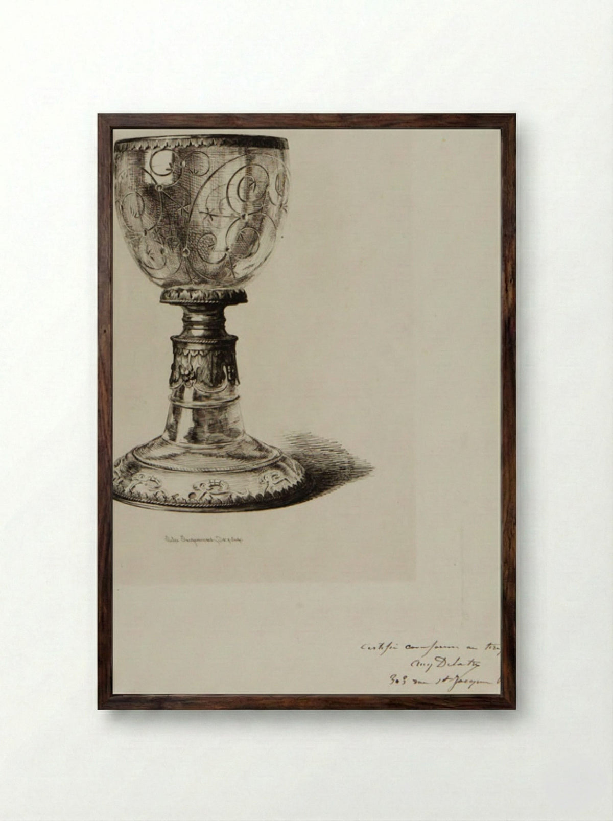 Chalice of Rock-Crystal - Jules Ferdinand Jacquemart - Framed Print Dark Wood