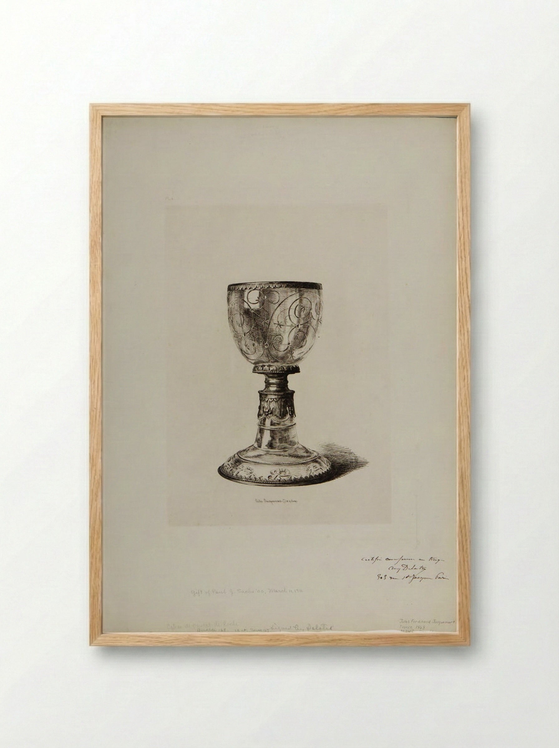 Chalice of Rock-Crystal - Jules Ferdinand Jacquemart - Framed Print Wood
