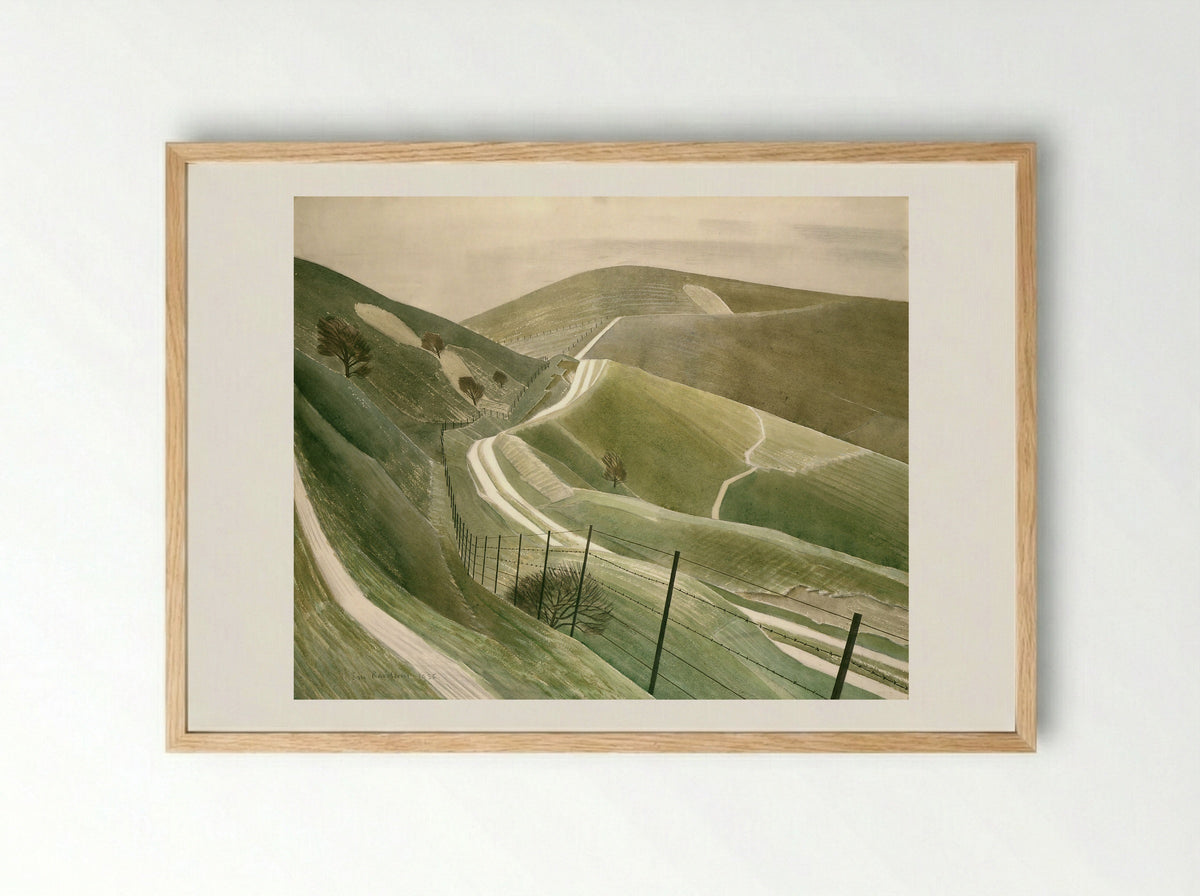 Chalk Paths - Eric Ravilious - Framed Print Wood