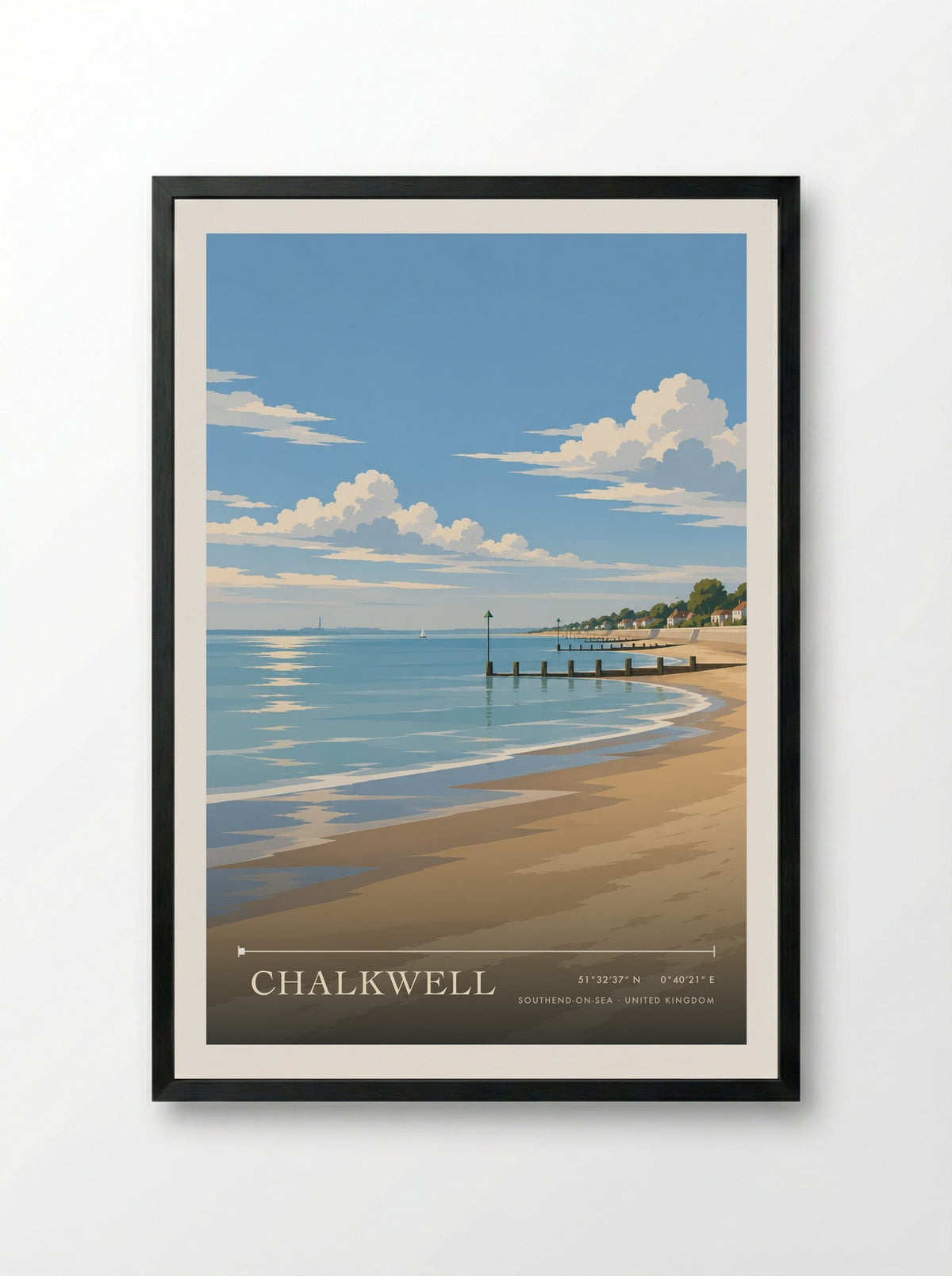 Chalkwell, Southend-on-Sea | Travel Poster - Framed Print Black