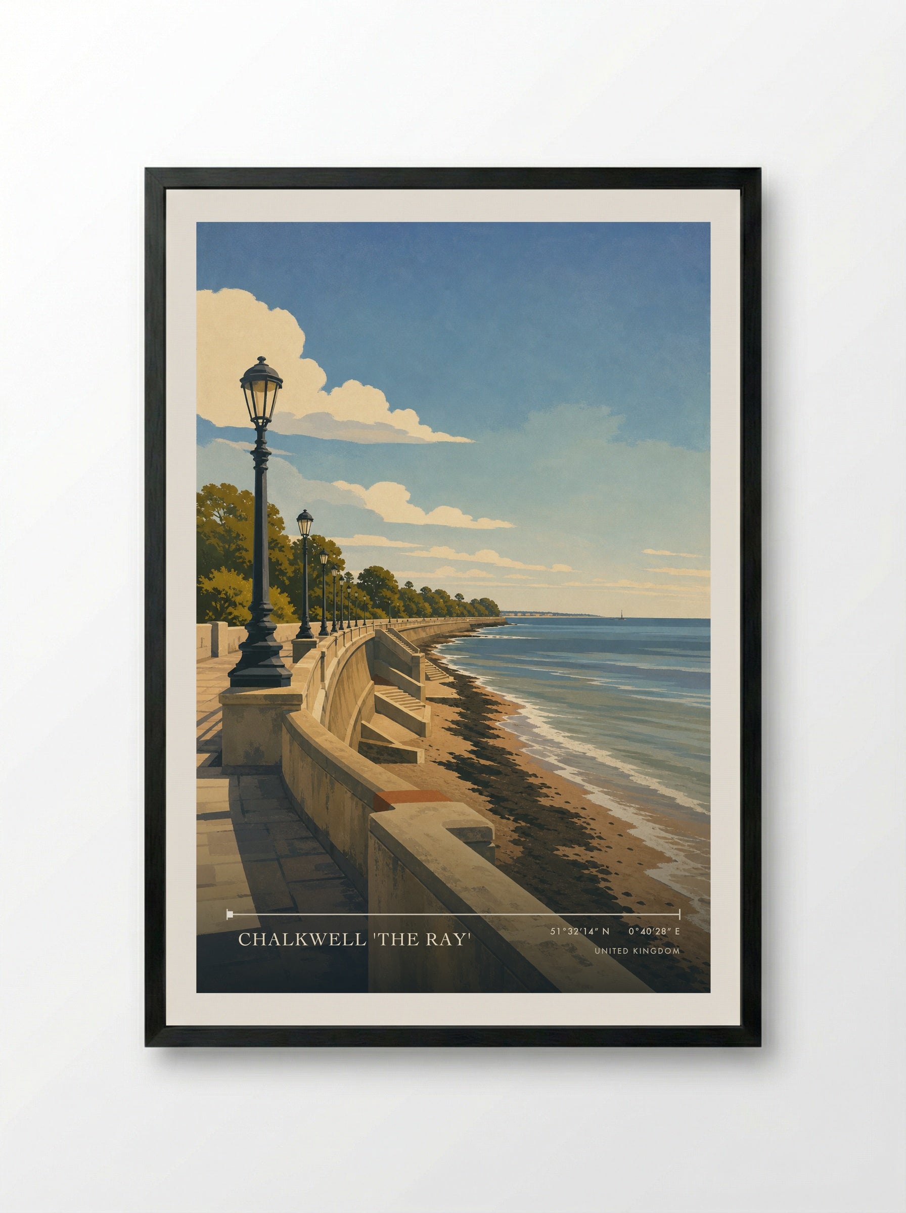 Chalkwell 'The Ray' United Kingdom Travel Poster - Framed Print Black