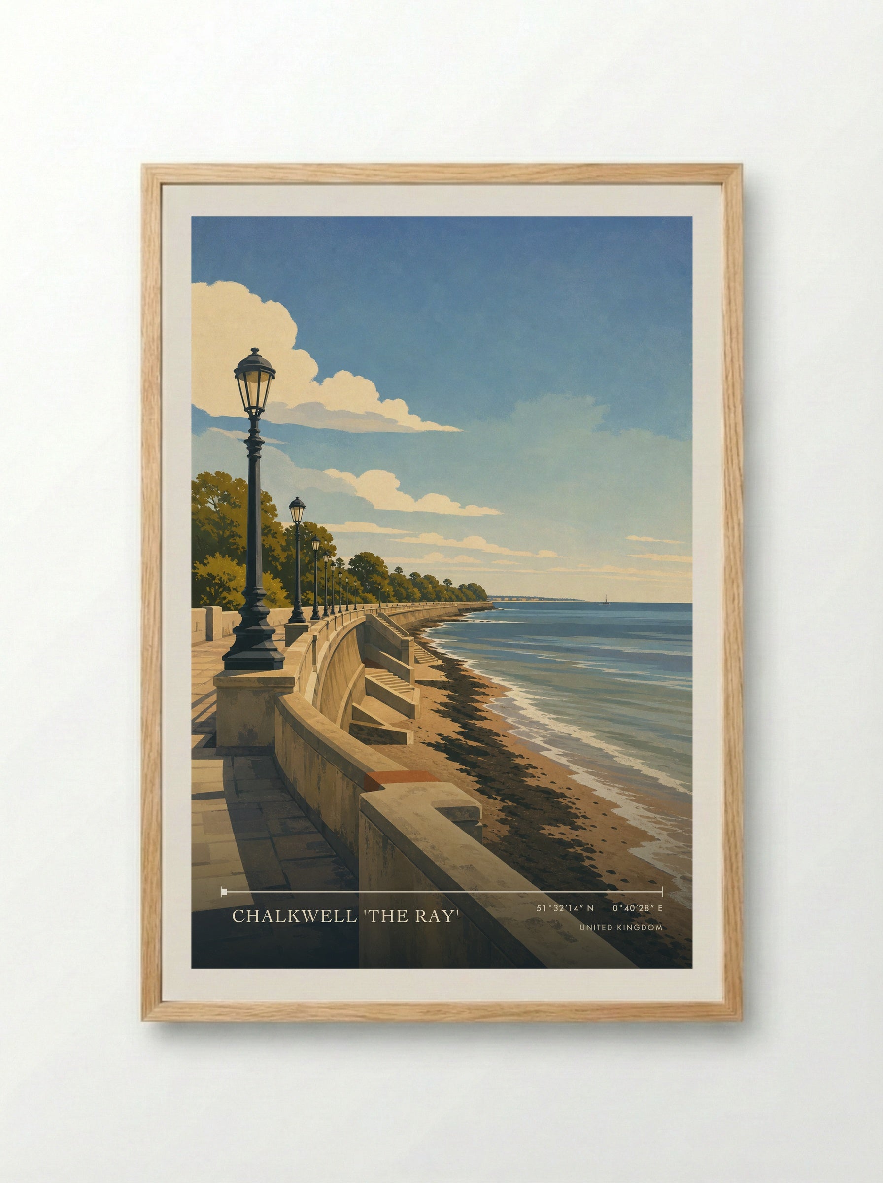 Chalkwell 'The Ray' United Kingdom Travel Poster - Framed Print Wood