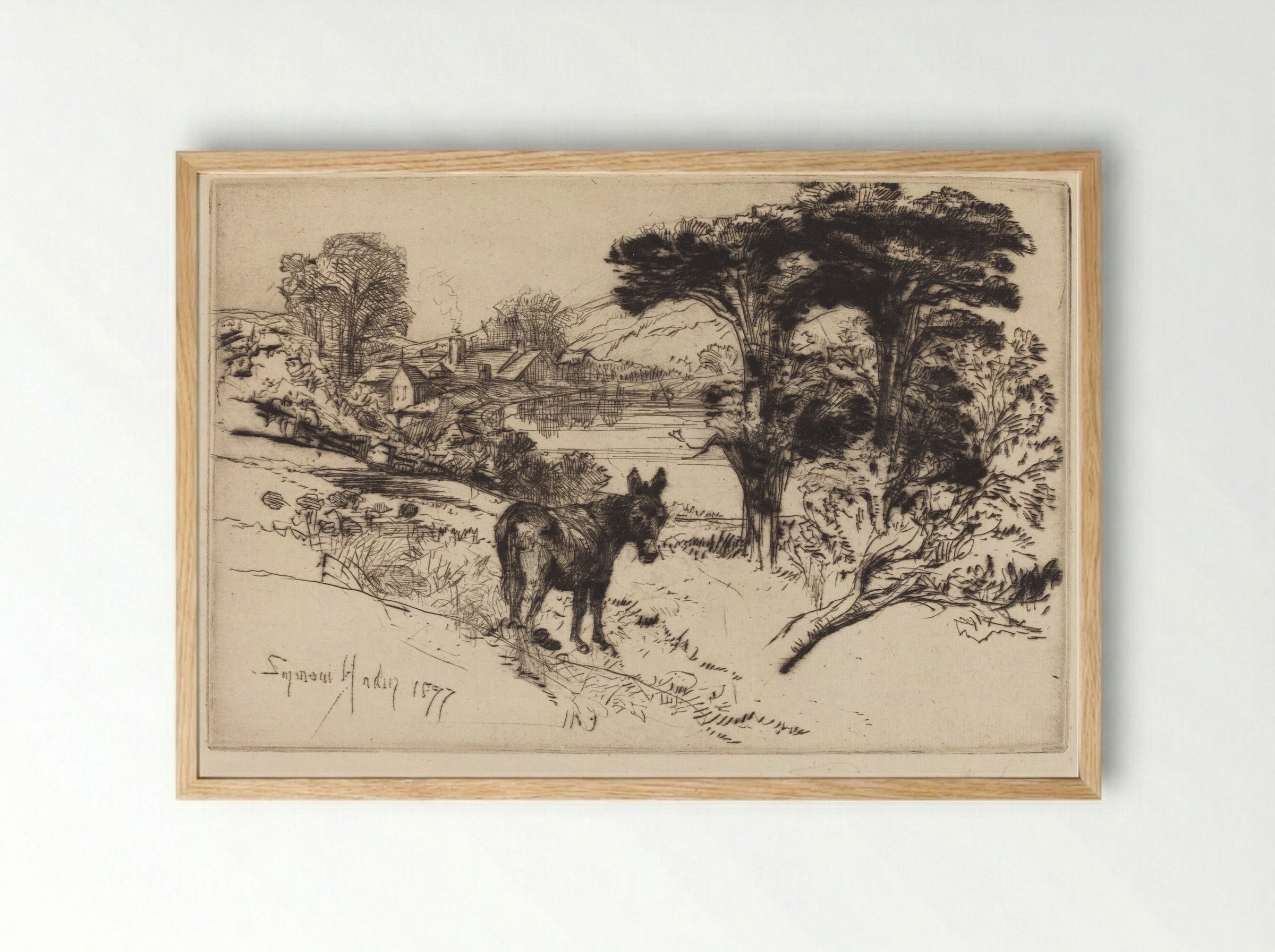 Challow Farm - Francis Seymour Haden - Framed Print Wood