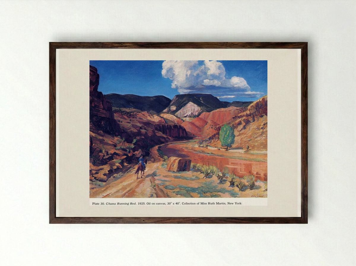 Chama Running Red - John French Sloan - Framed Print Dark Wood