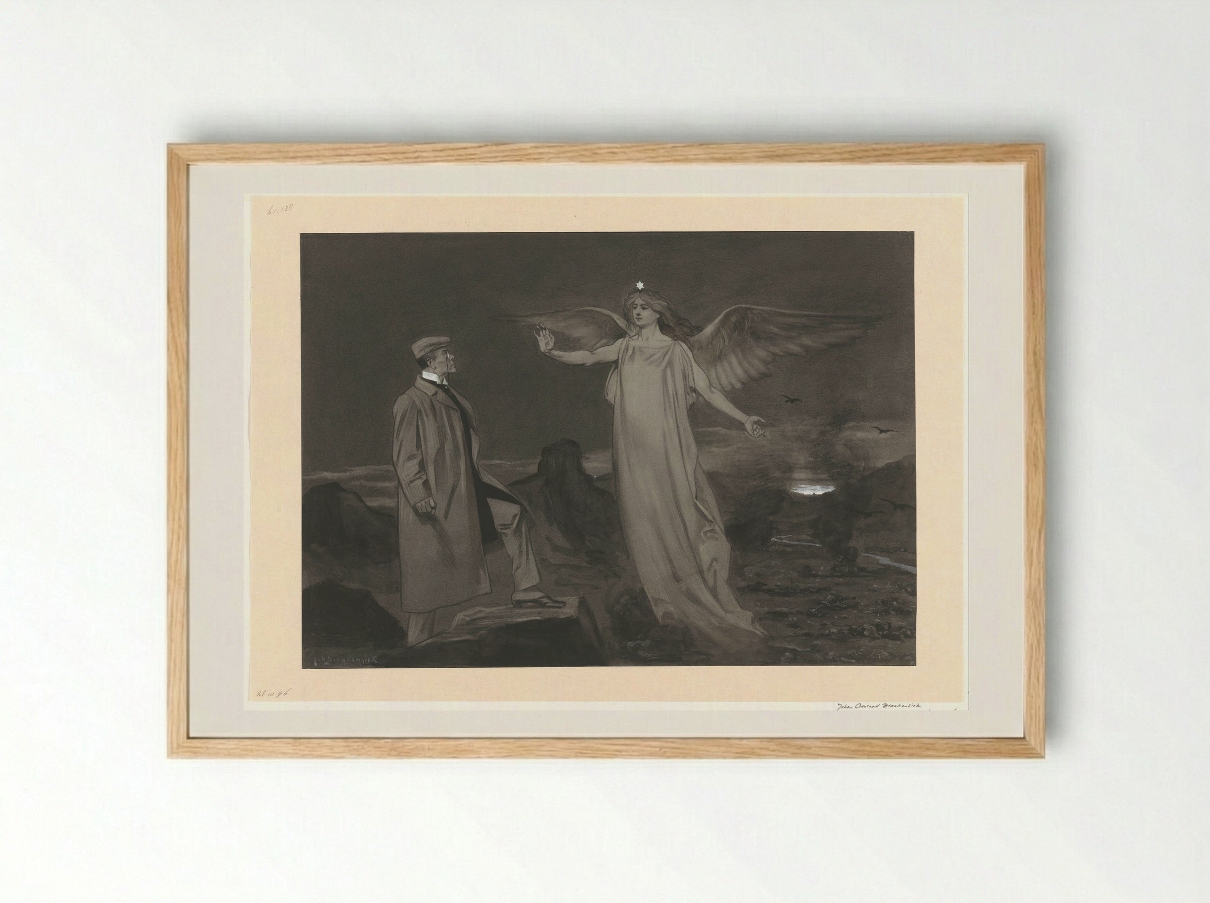 Chamberlain en de Vredesengel - Johan Braakensiek - Framed Print Wood
