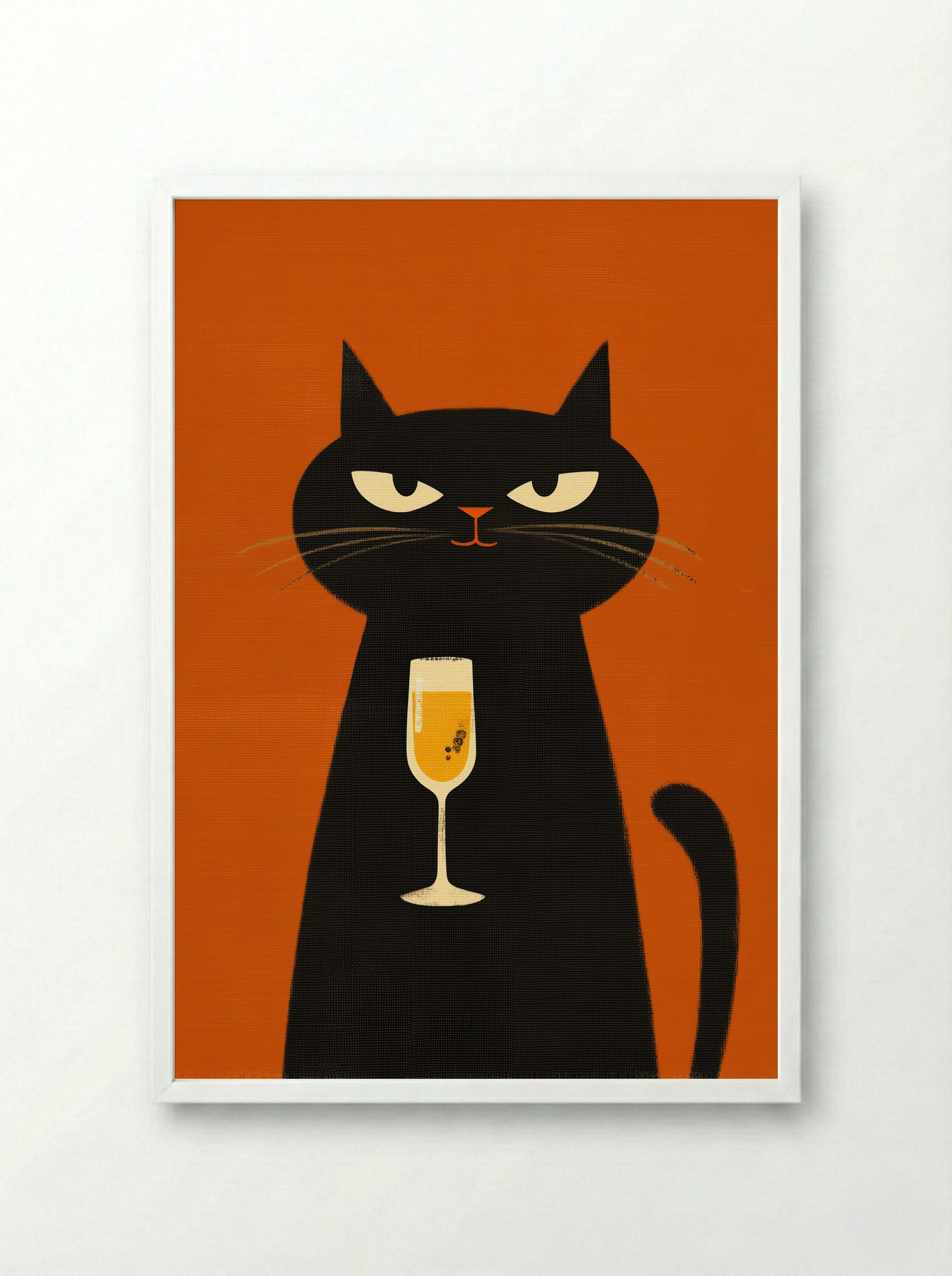 Champagne Cat - Framed Print White