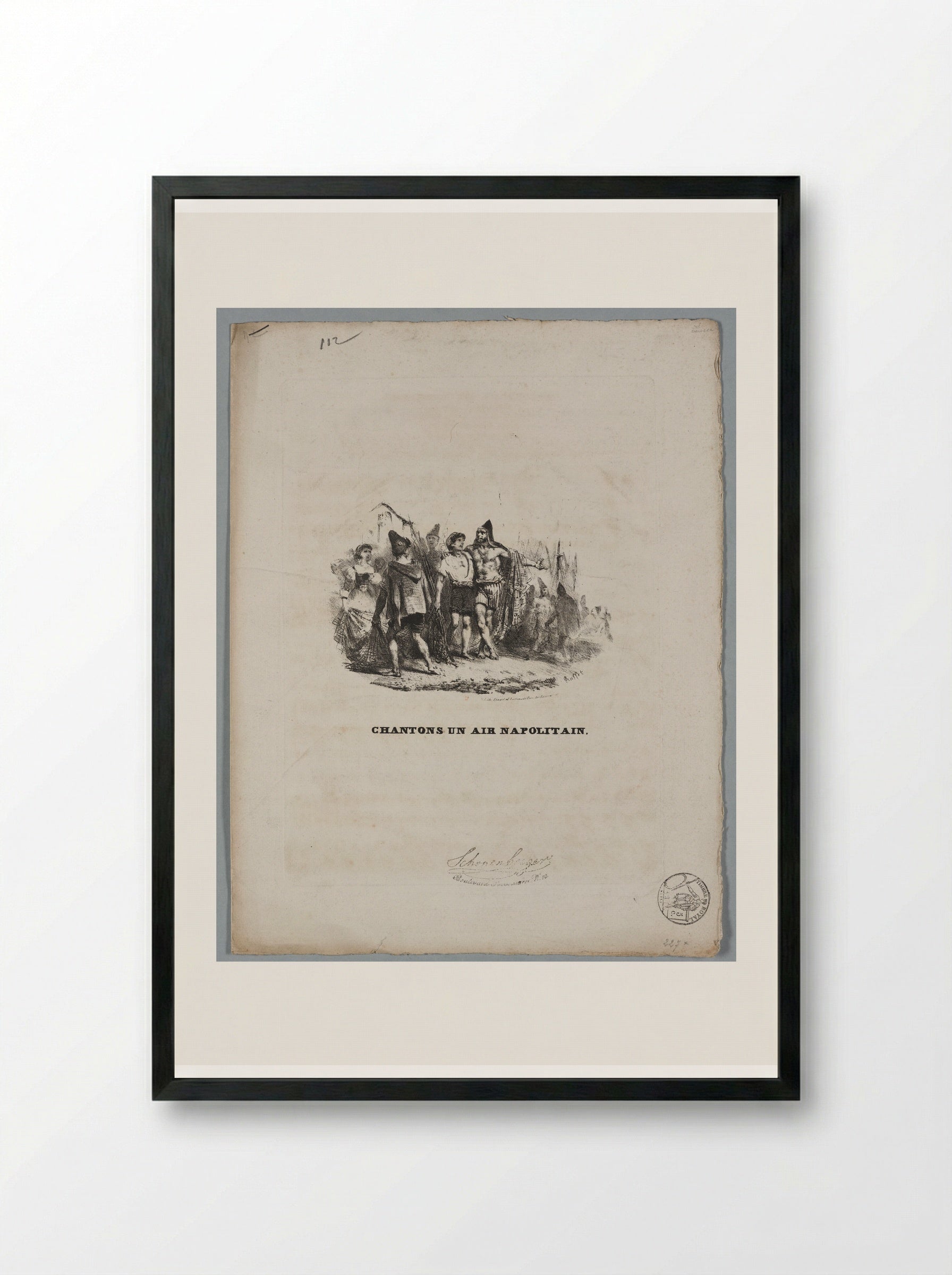 Chantons un Air Napolitain - Denis-Auguste-Marie Raffet - Framed Print Black