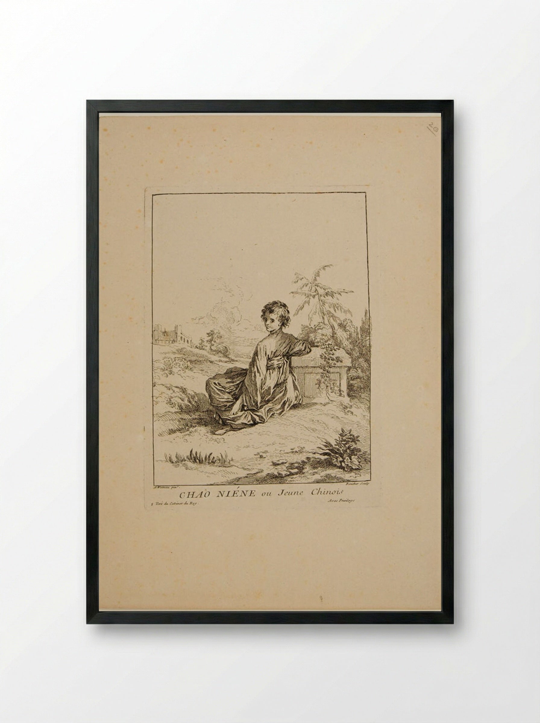 Chao Niéne, ou Jeune Chinois - François Boucher - Framed Print Black
