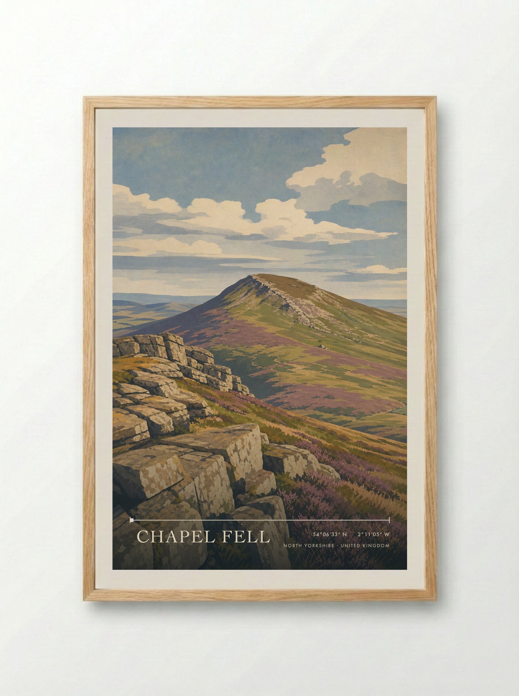 Chapel Fell North Yorkshire United Kingdom Travel Poster - Framed Print Wood