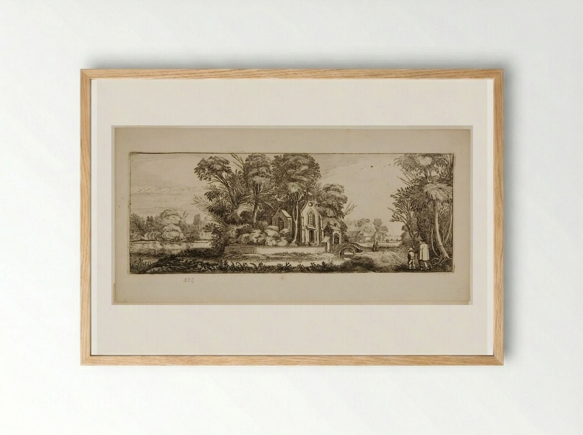 Chapel near a Pond - Jan van de Velde II - Framed Print Wood
