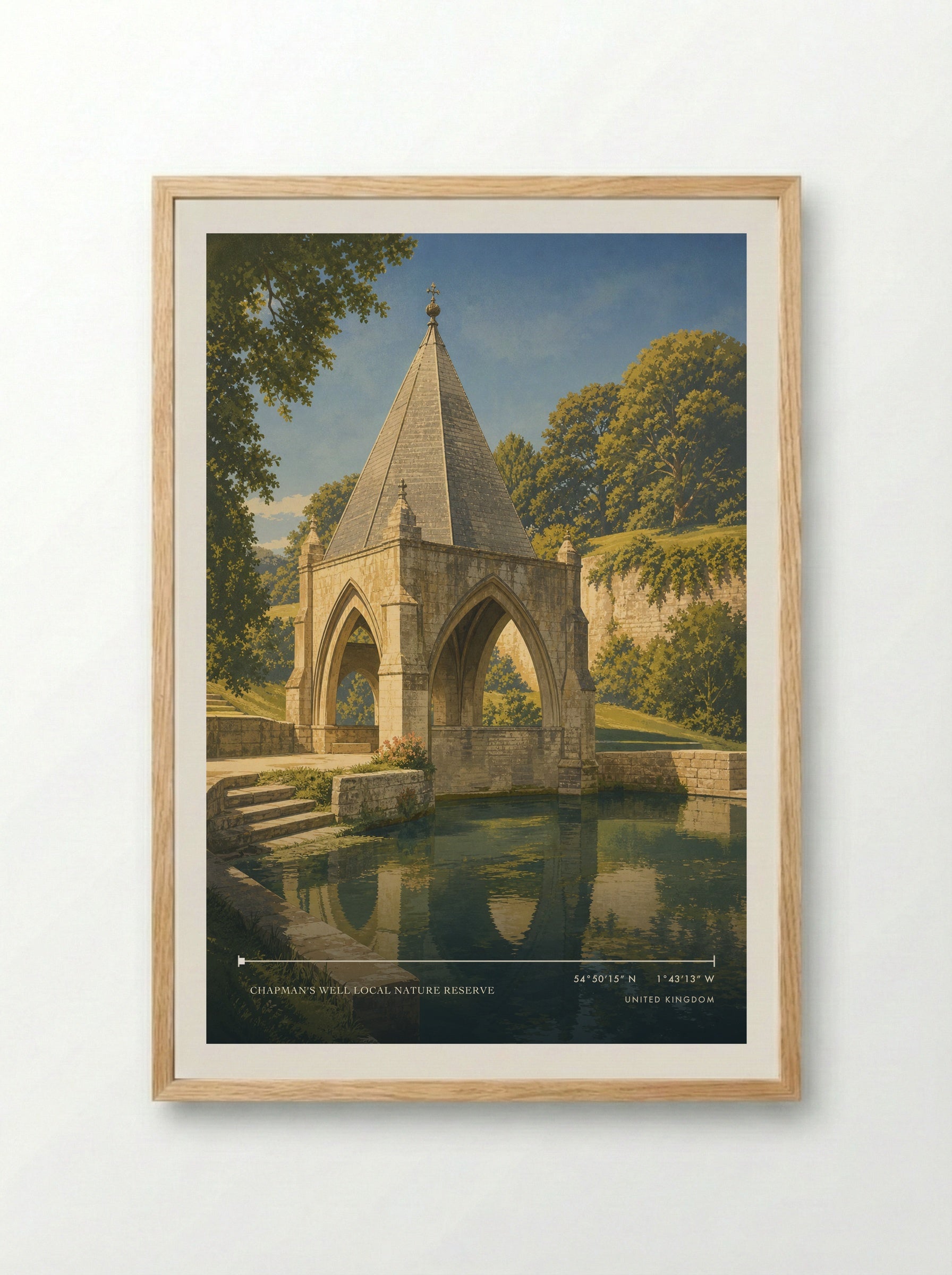 Chapman's Well United Kingdom Travel Poster - Framed Print Wood