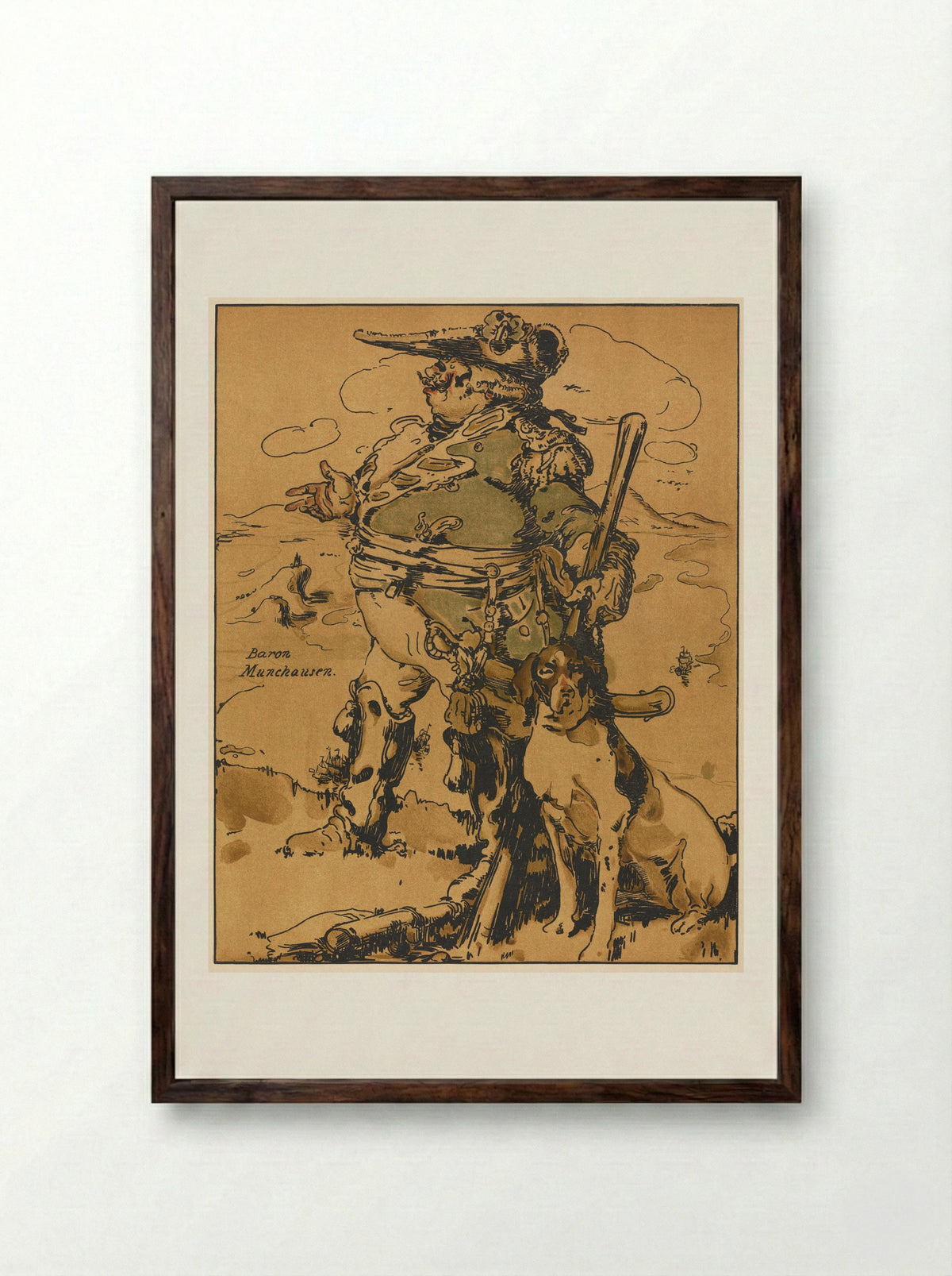 Characters of Romance: Baron Munchausen - William Nicholson - Framed Print Dark Wood