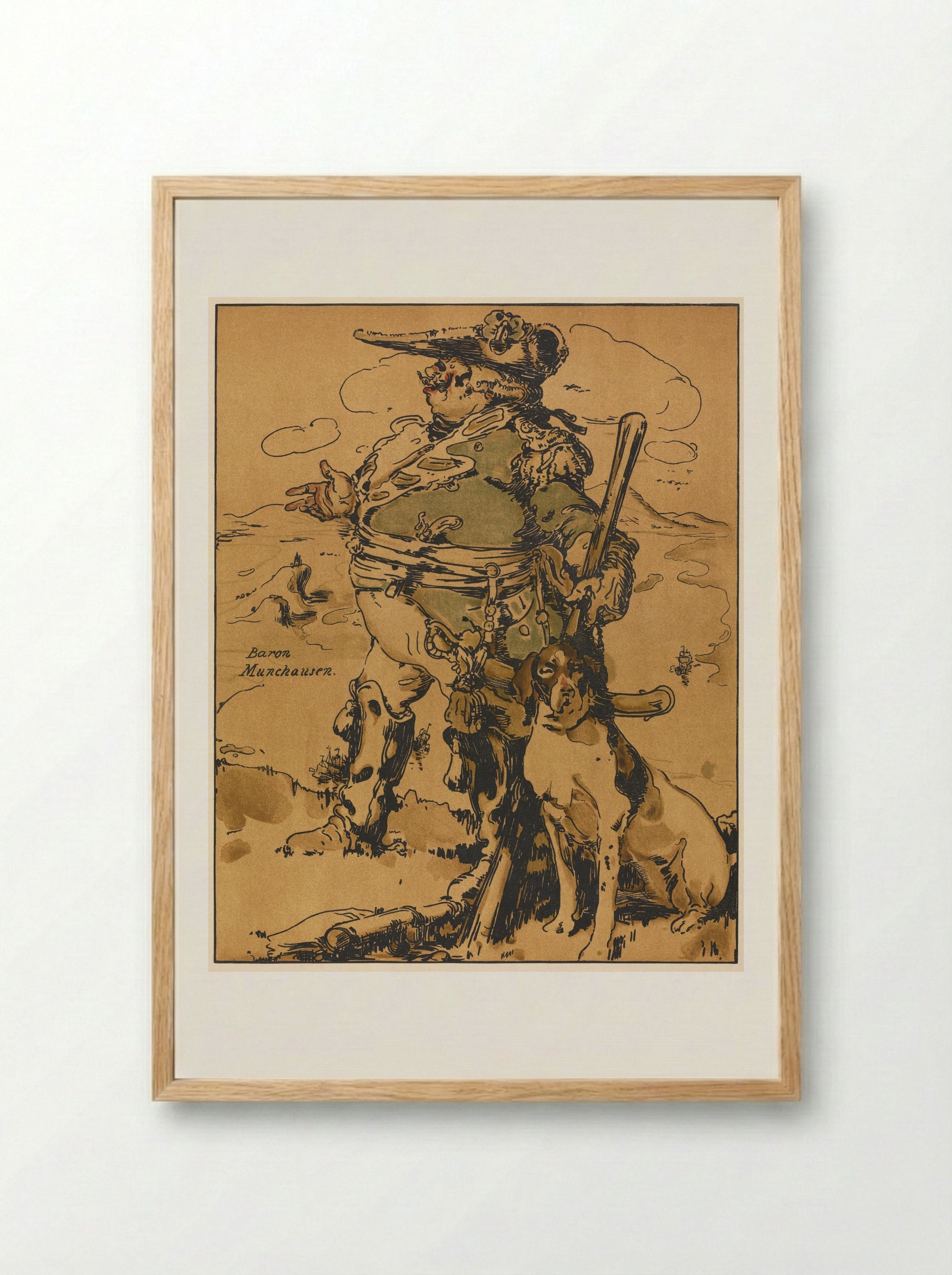 Characters of Romance: Baron Munchausen - William Nicholson - Framed Print Wood