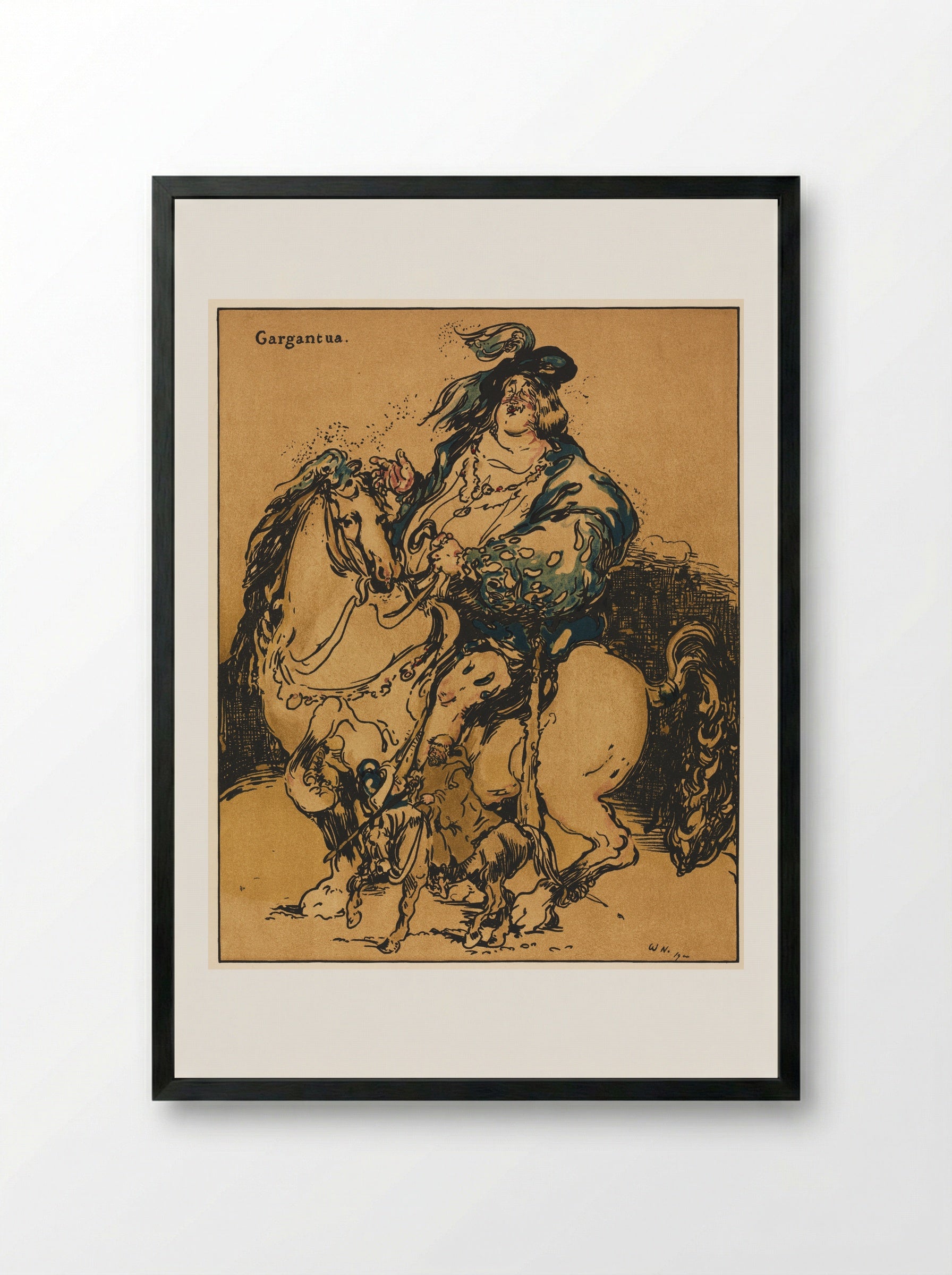 Characters of Romance: Gargantua - William Nicholson - Framed Print Black