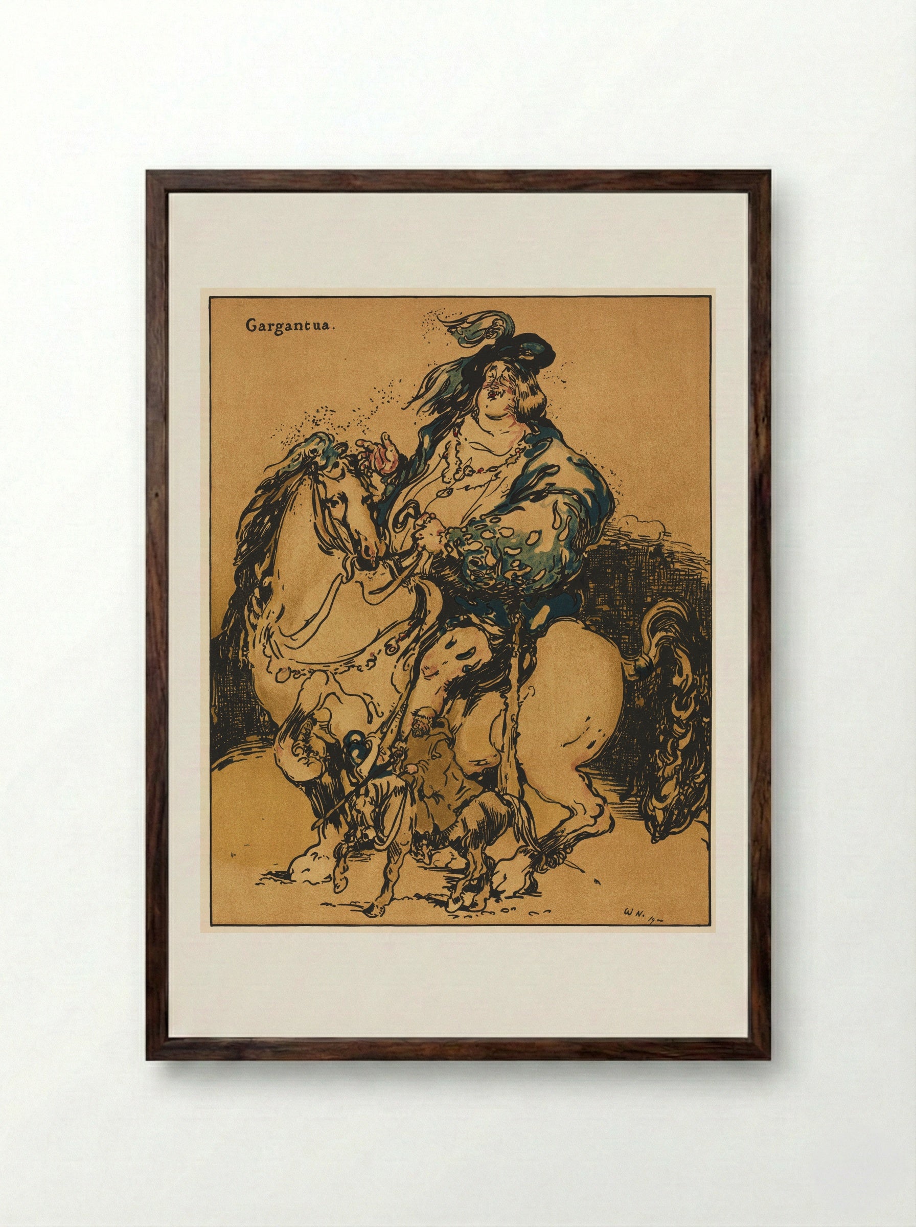 Characters of Romance: Gargantua - William Nicholson - Framed Print Dark Wood