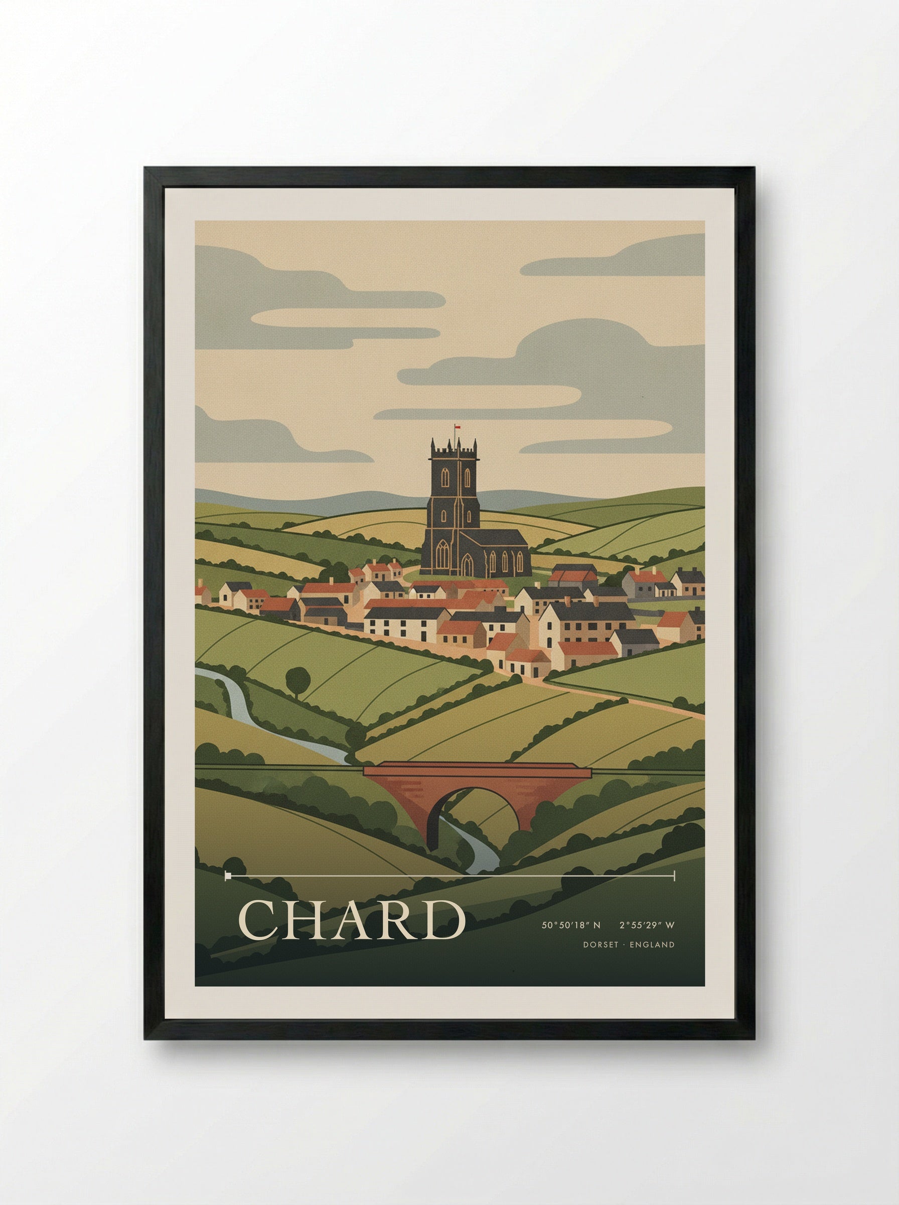 Chard Dorset England Travel Poster - Framed Print Black