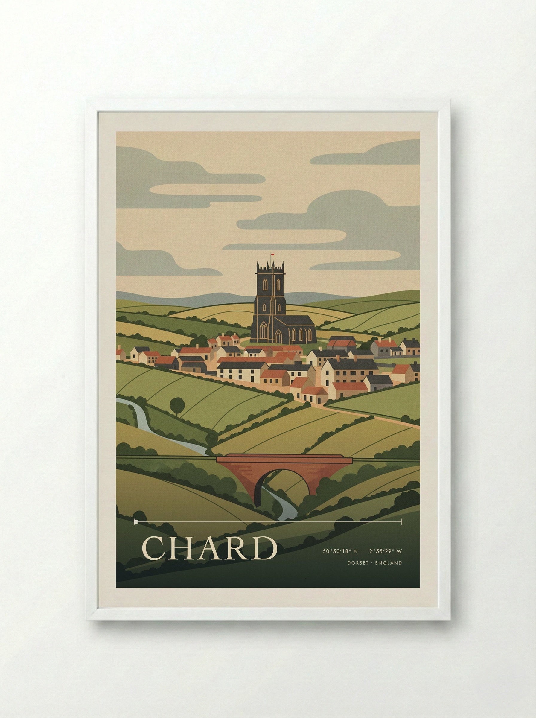 Chard Dorset England Travel Poster - Framed Print White