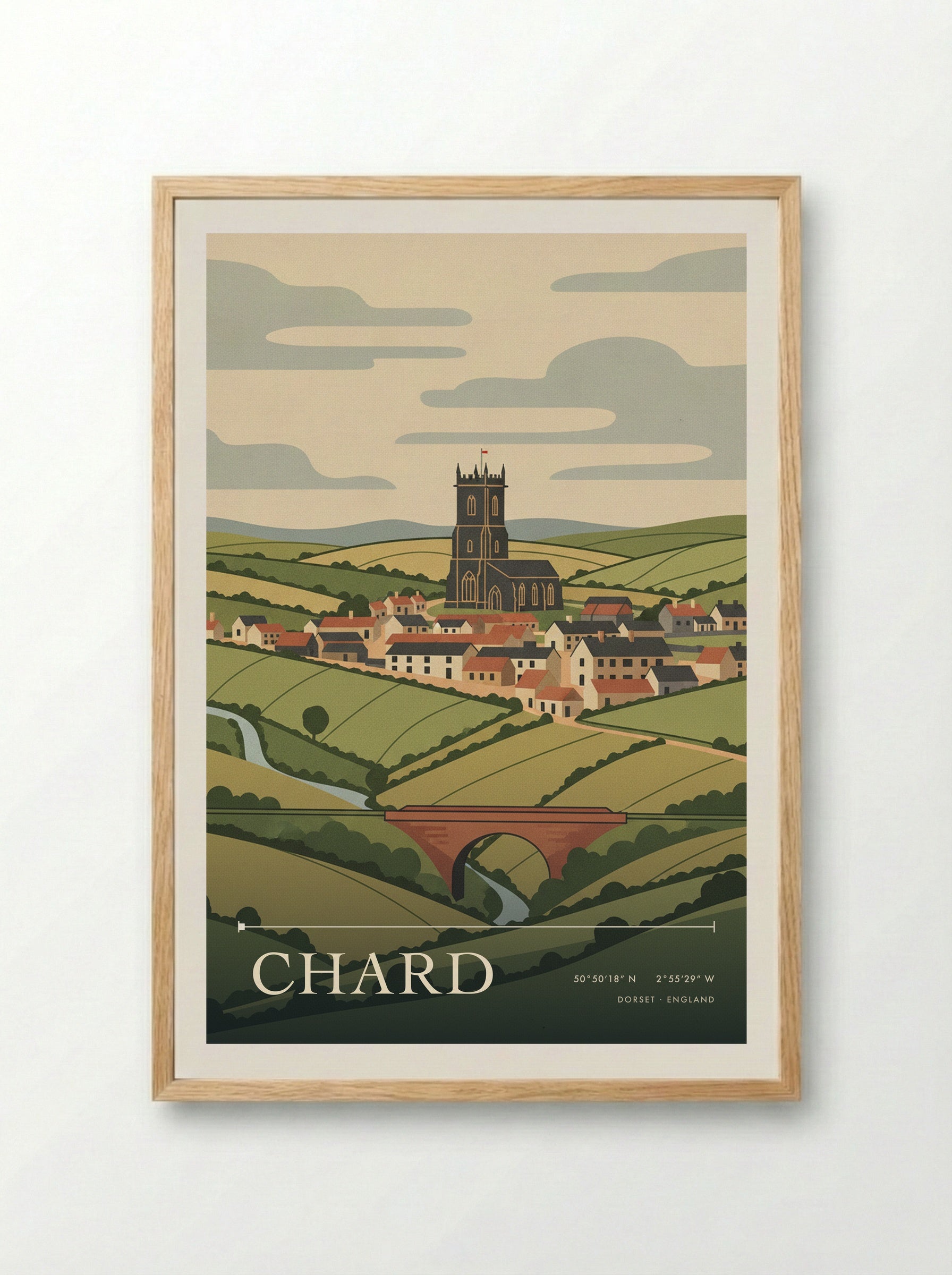 Chard Dorset England Travel Poster - Framed Print Wood