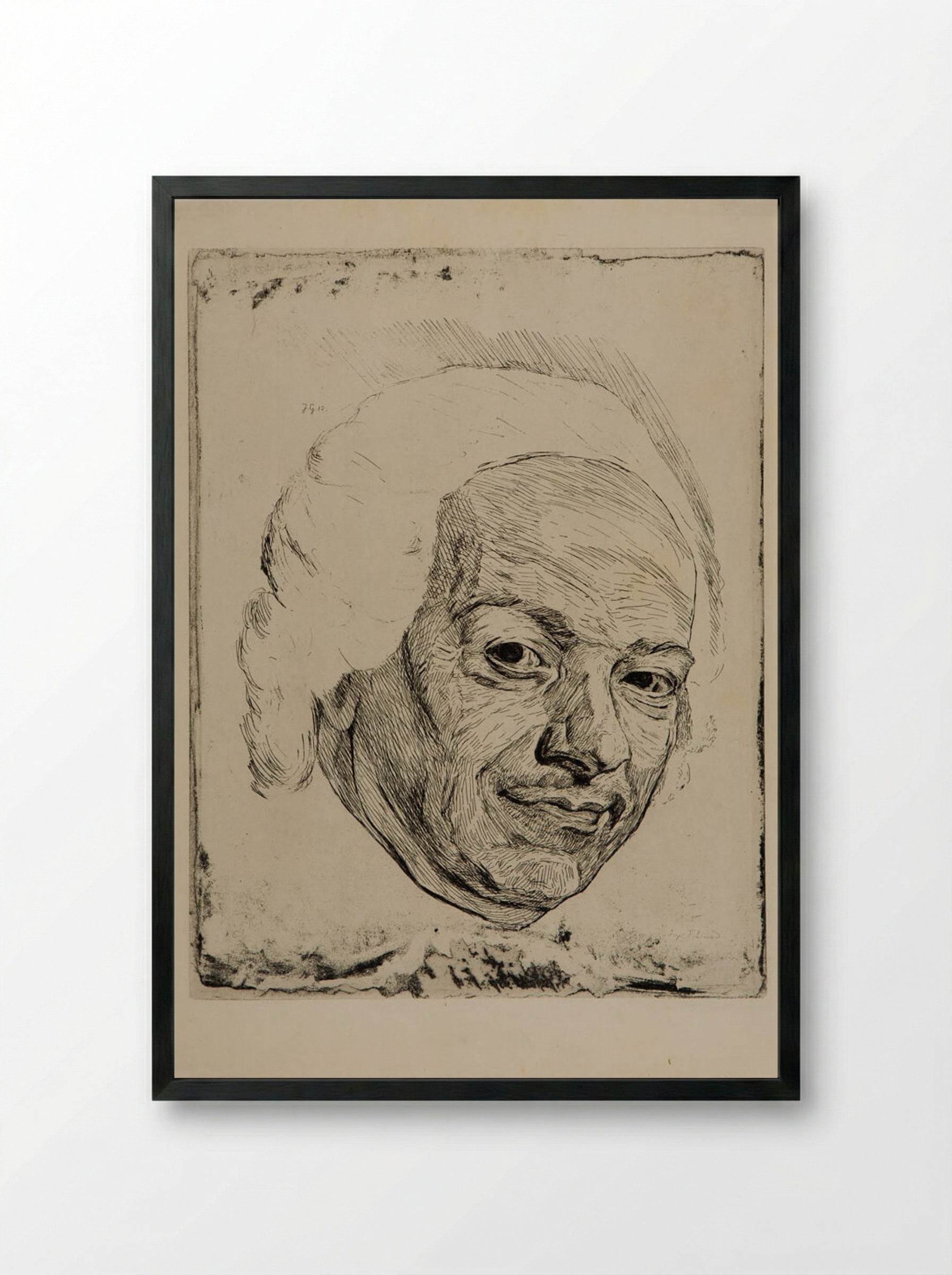 Chardin (Portrait Etching) - Jules de Goncourt - Framed Print Black