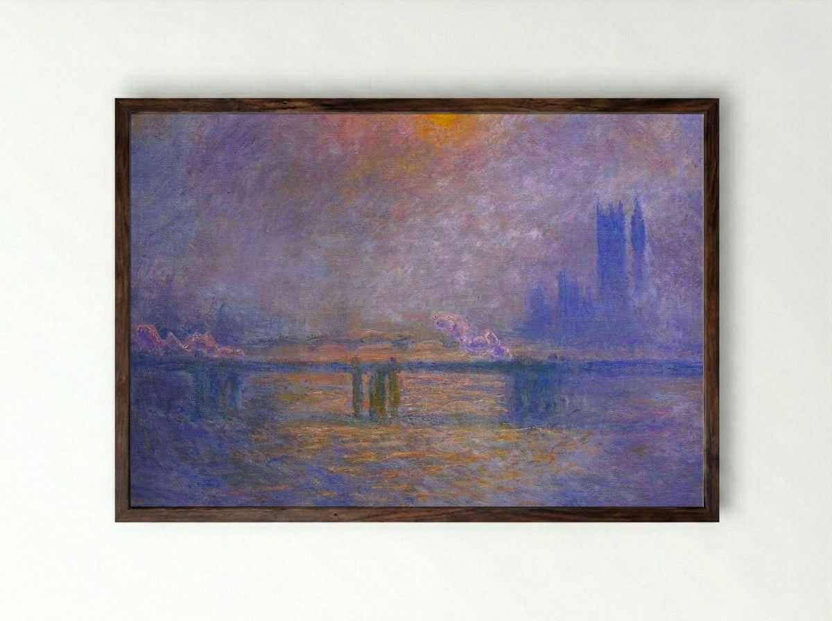Charing Cross Bridge - Claude Monet - Framed Print Dark Wood