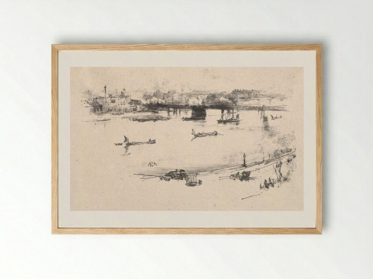 Charing Cross Railway Bridge - James McNeill Whistler - Framed Print Wood