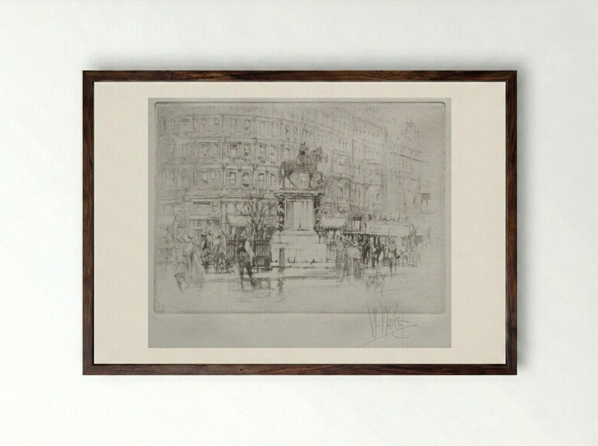 Charing Cross: The Statue of Charles I - William Walcot - Framed Print Dark Wood