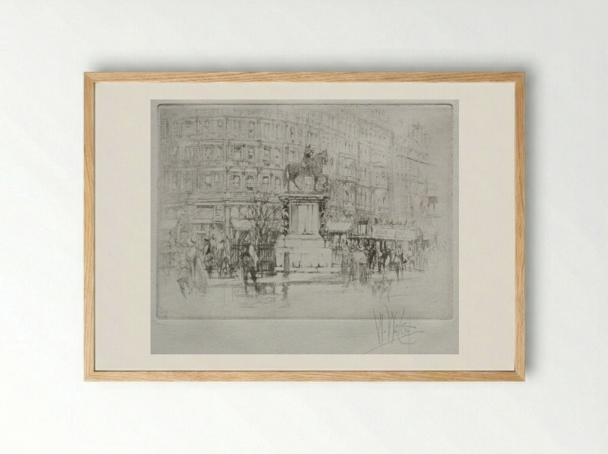 Charing Cross: The Statue of Charles I - William Walcot - Framed Print Wood