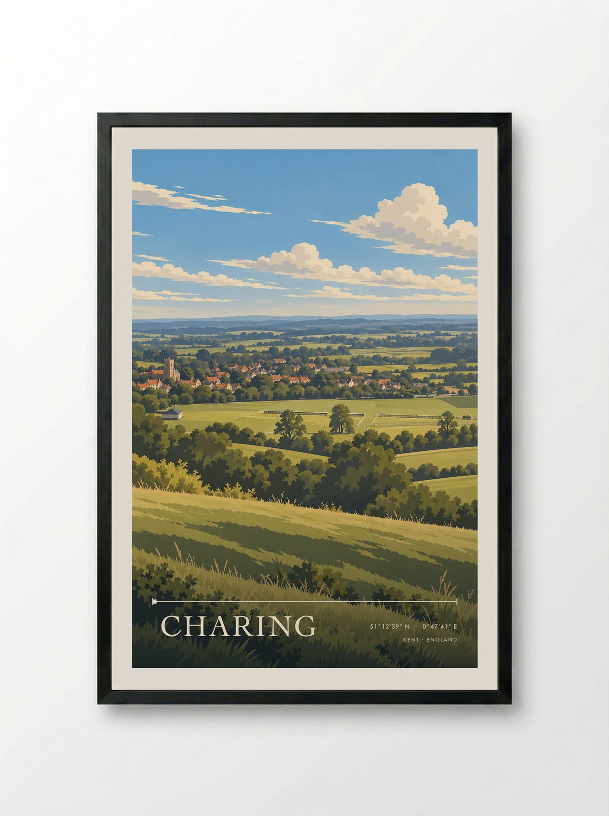 Charing, Kent | Travel Poster - Framed Print Black