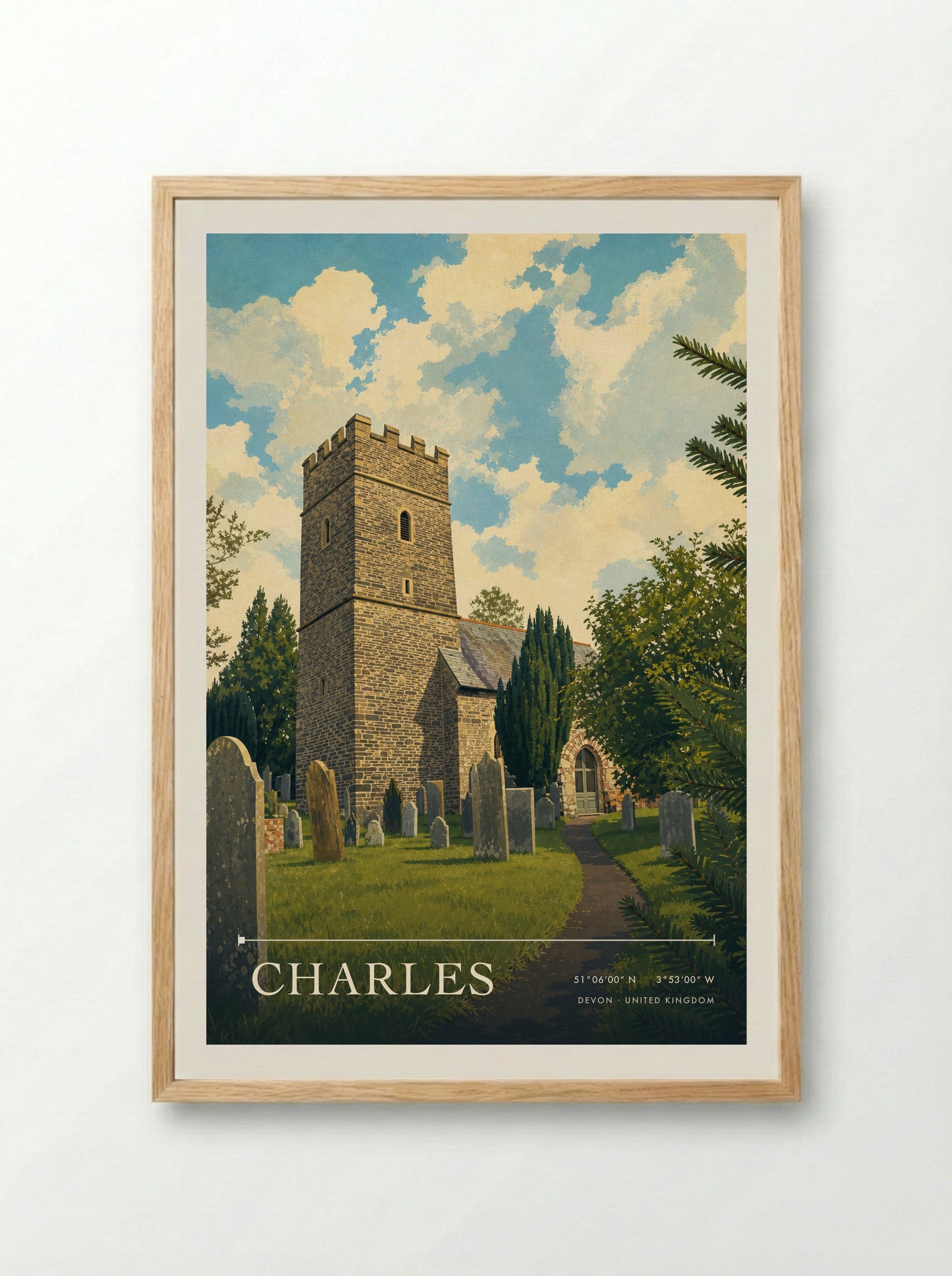 Charles Devon United Kingdom Travel Poster - Framed Print Wood