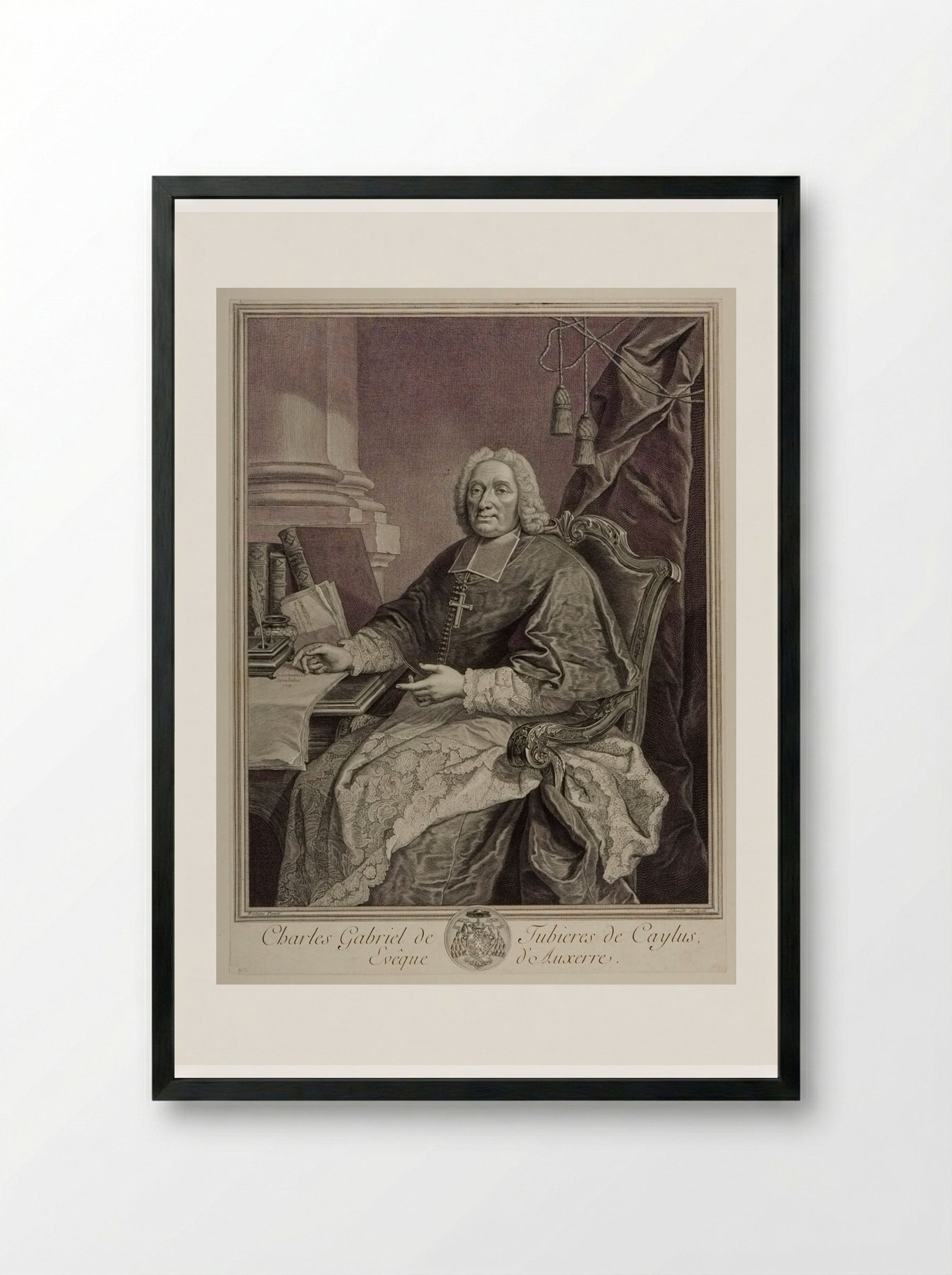 Charles Gabriel de Tubières de Caylus, Bishop of Auxerre - Georg Friedrich Schmidt - Framed Print Black