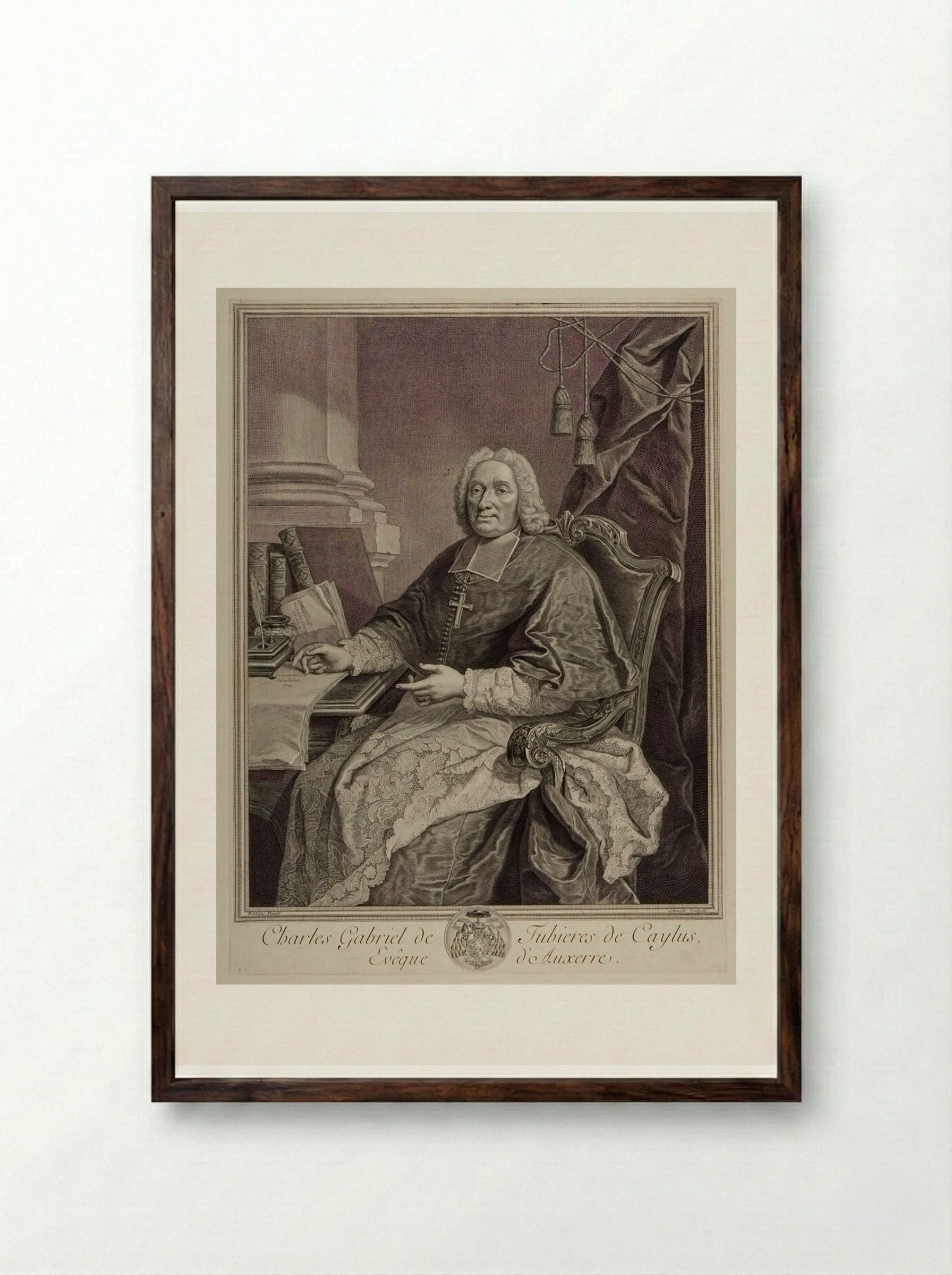 Charles Gabriel de Tubières de Caylus, Bishop of Auxerre - Georg Friedrich Schmidt - Framed Print Dark Wood