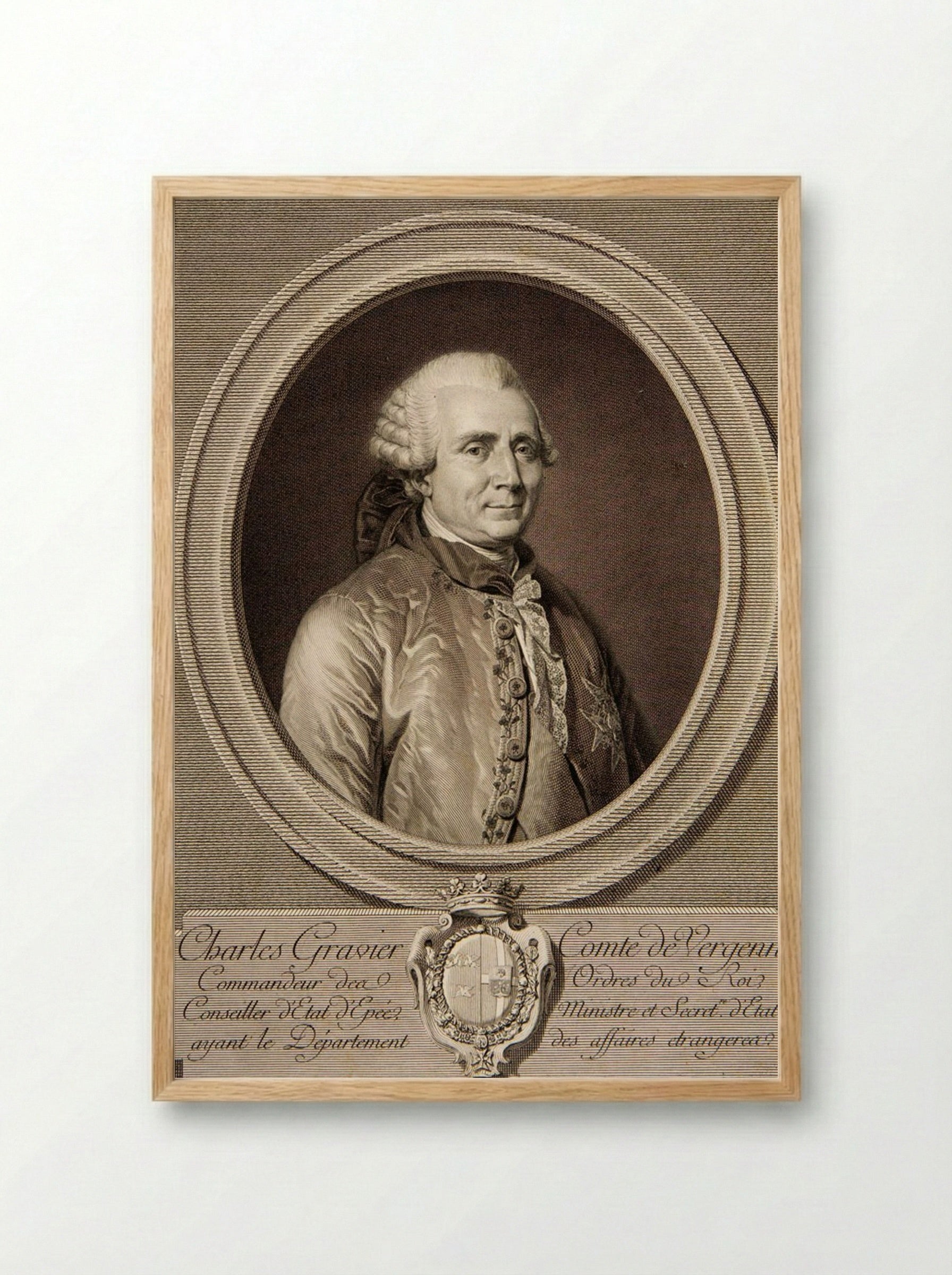 Charles Gravier, Comte de Vergennes - Charles Clément Bervic - Framed Print Wood