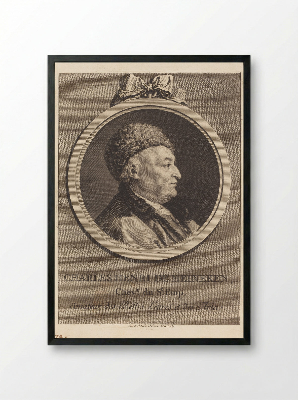 Charles Henri de Heineken - Augustin de Saint-Aubin - Framed Print Black