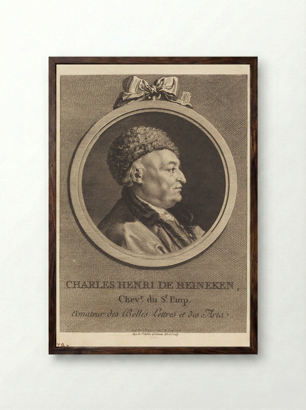 Charles Henri de Heineken - Augustin de Saint-Aubin - Framed Print Dark Wood