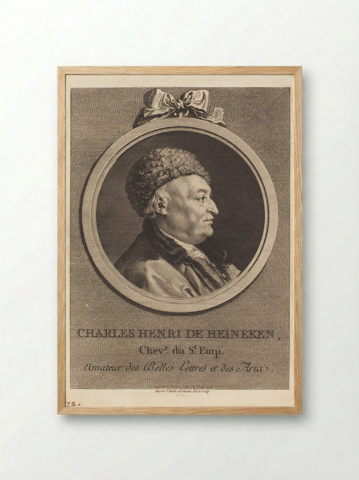 Charles Henri de Heineken - Augustin de Saint-Aubin - Framed Print Wood