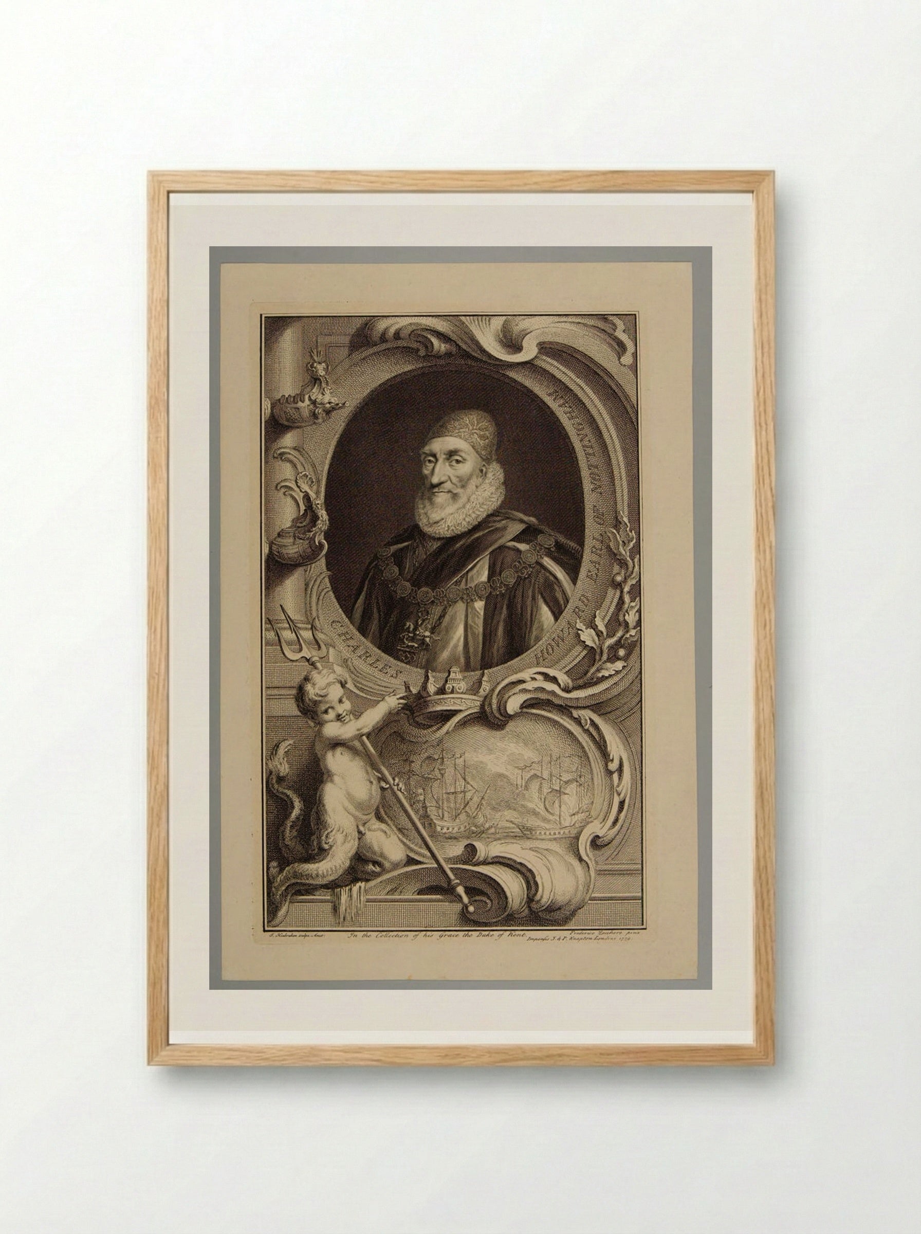 Charles Howard, Earl of Nottingham - Jacobus Houbraken - Framed Print Wood