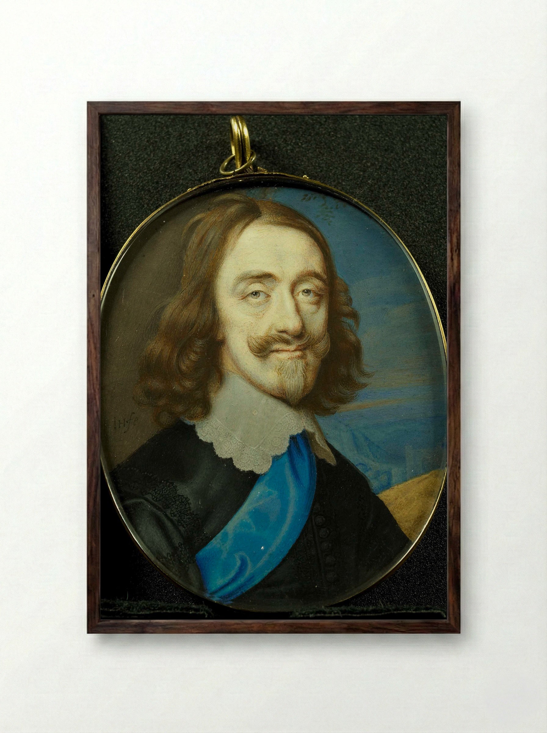 Charles I - John Hoskins - Framed Print Dark Wood
