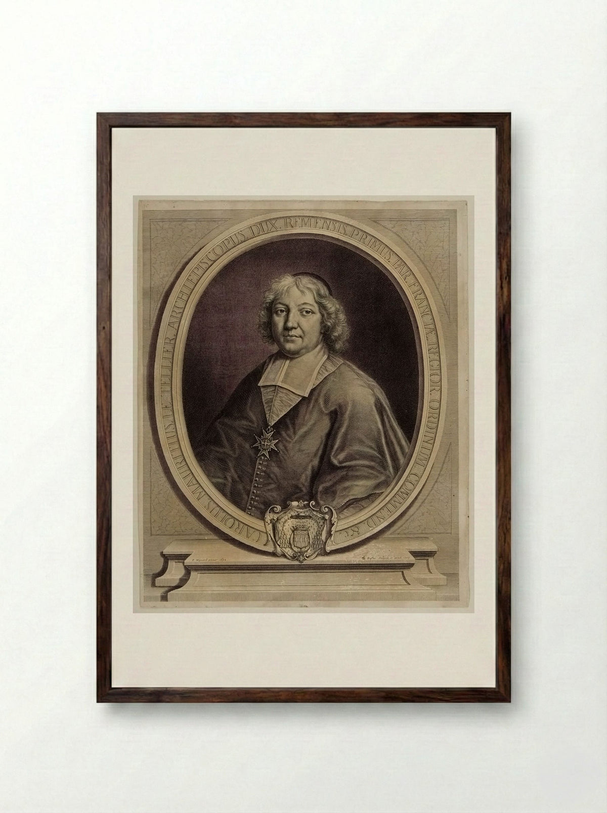 Charles Maurice Le Tellier, Archbishop of Reims - Claude Duflos - Framed Print Dark Wood