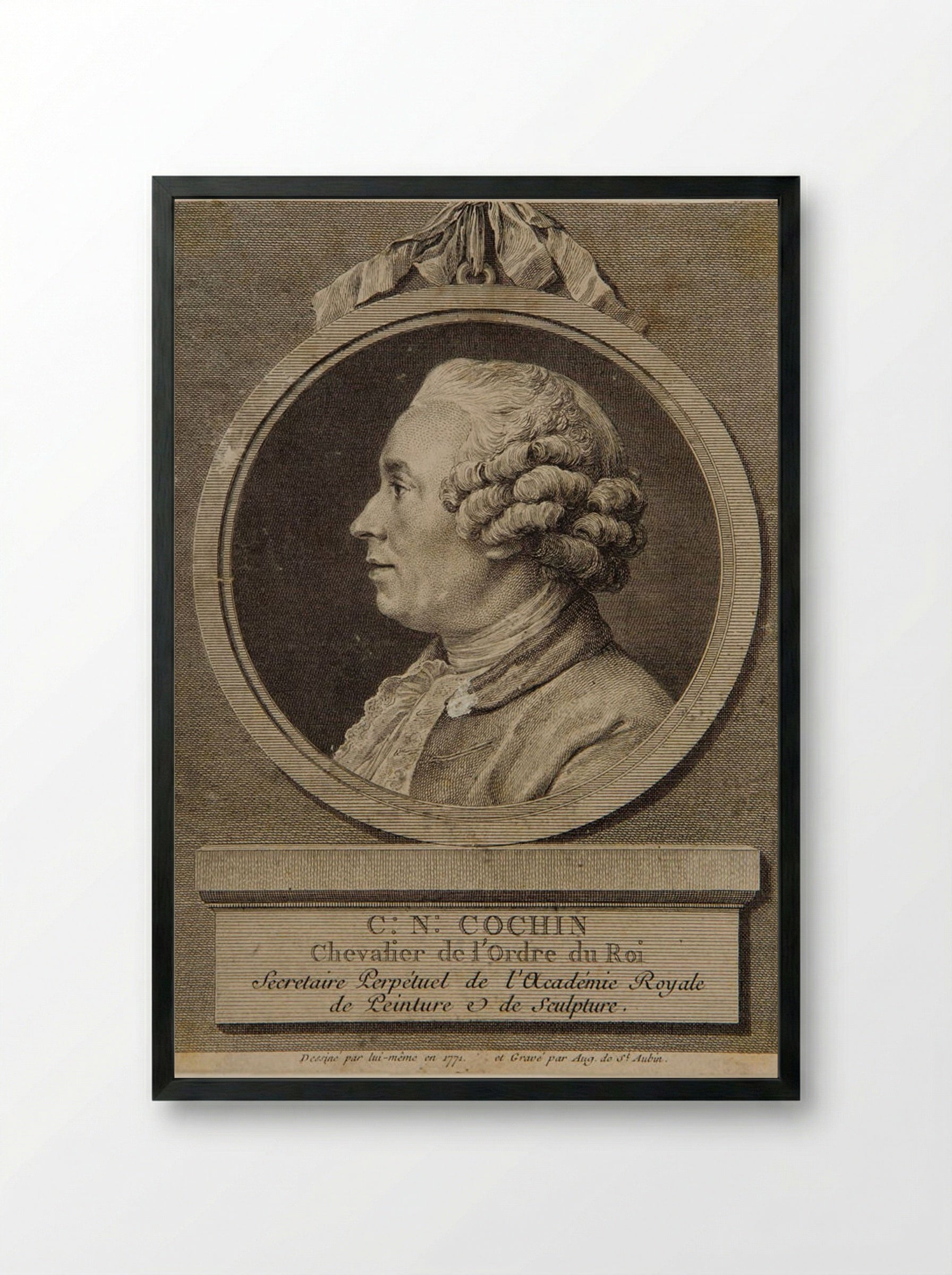 Charles-Nicolas Cochin - Augustin de Saint-Aubin - Framed Print Black