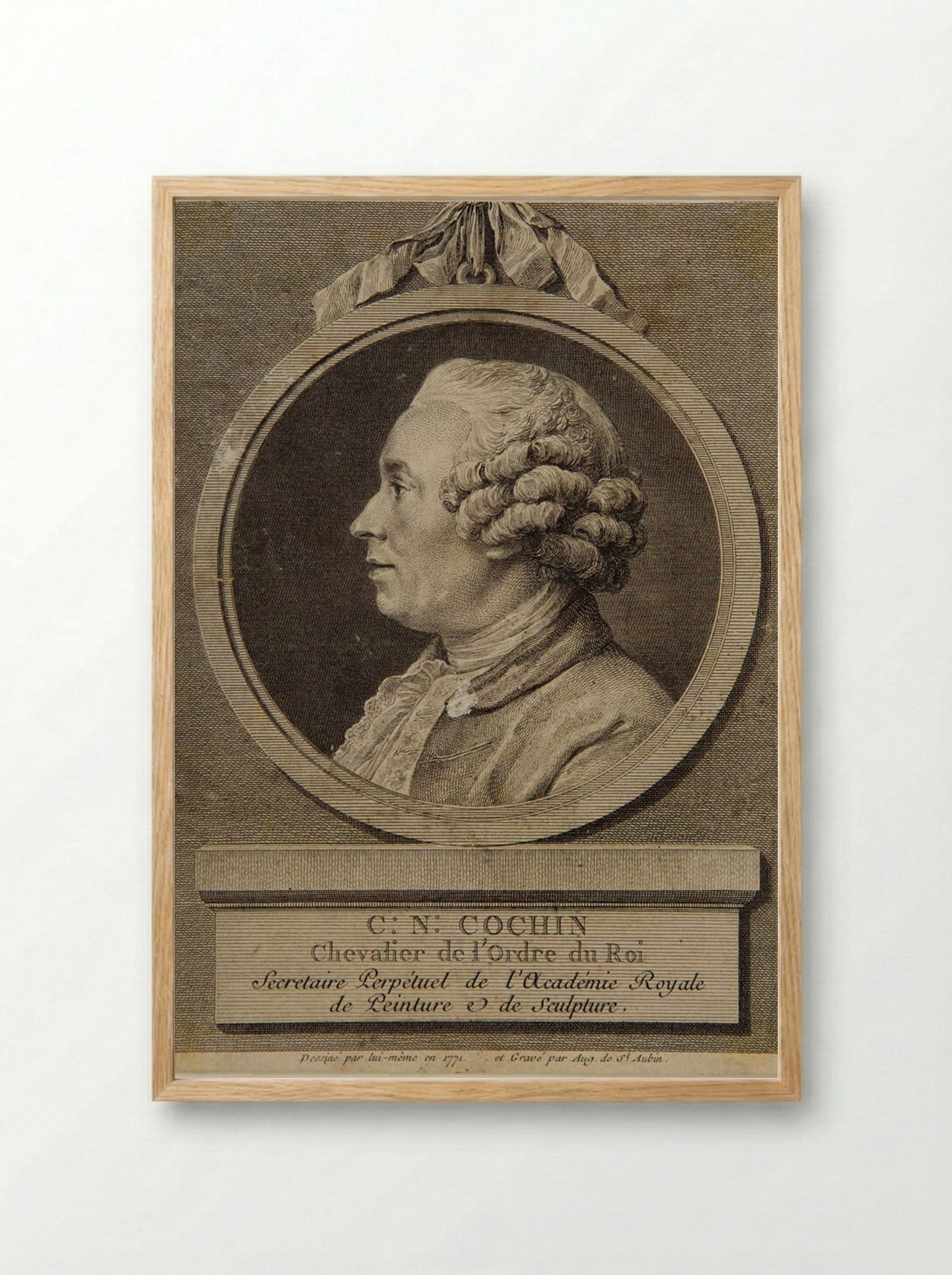 Charles-Nicolas Cochin - Augustin de Saint-Aubin - Framed Print Wood